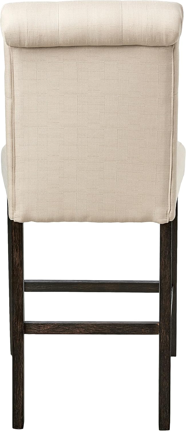 Roundhill Furniture Hendley Solid Wood Tufted Counter Height Stools, Set of 2, Tan