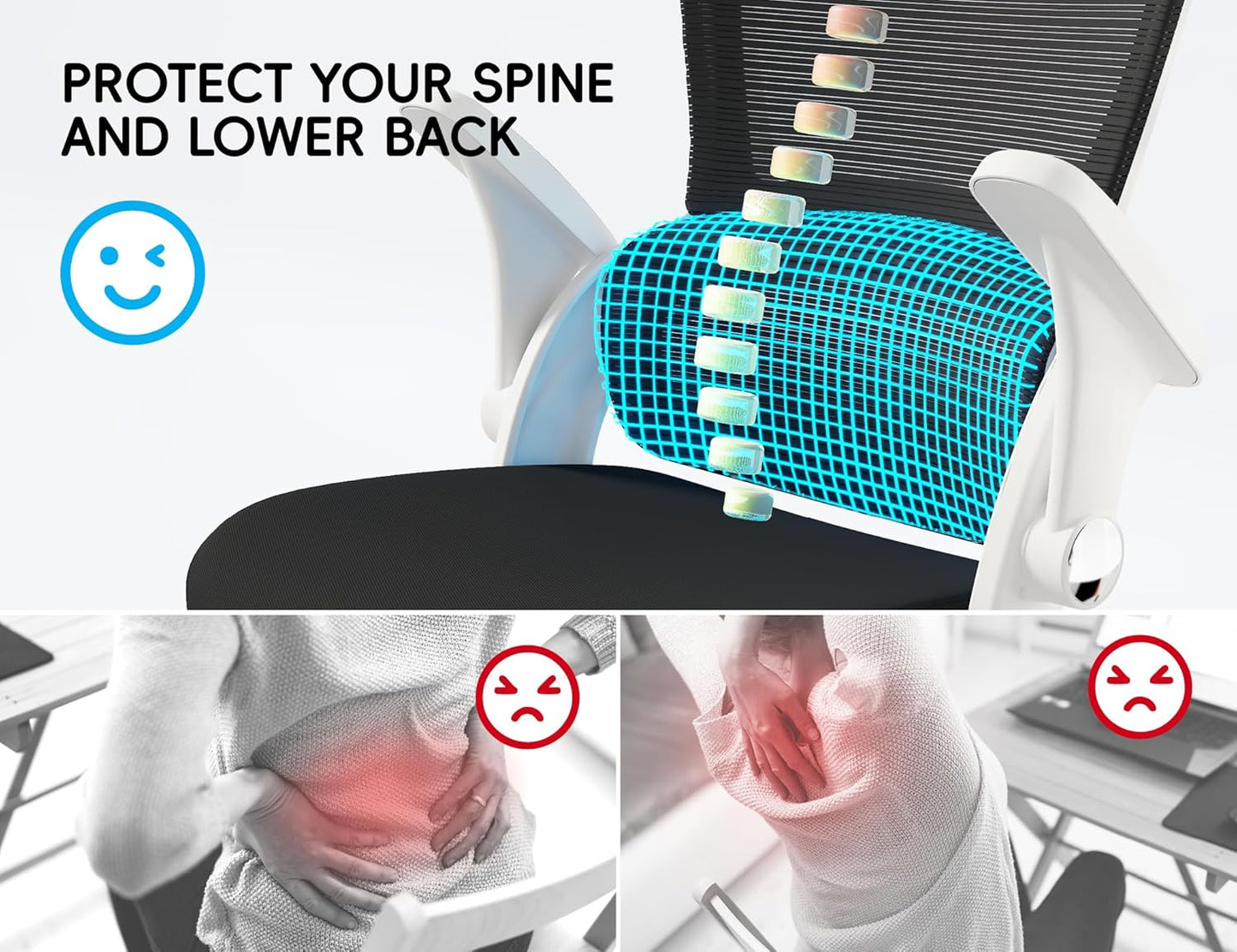 TRALT Beige Gaming Chair - Ergonomic Office Chair with Back Support, Home Office Desk Chairs, Computer Chair, 330lbs Wide Seat Big and Tall Office Chair for Professionals (White Black)