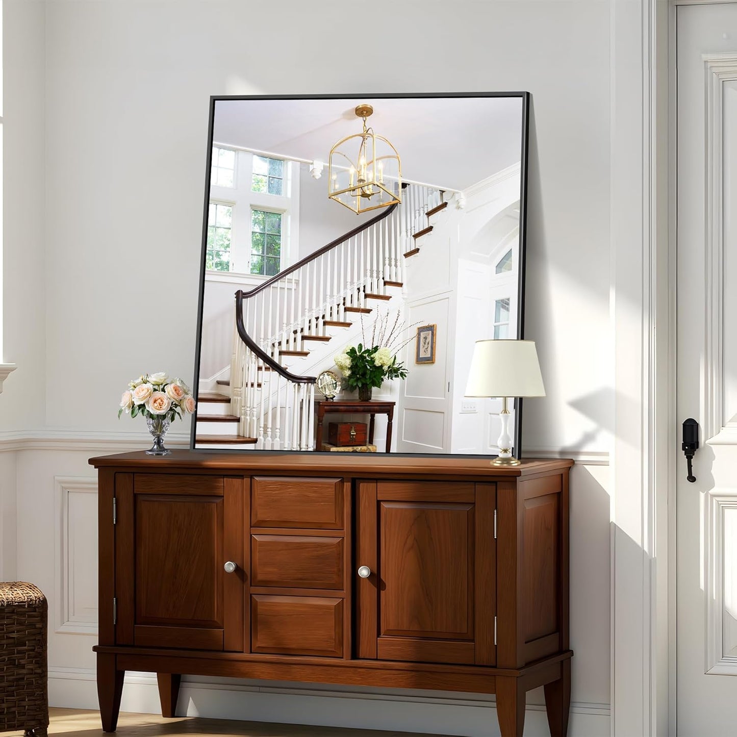 KOCUUY Black Rectangle Mirror, 36"x40" Bathroom Mirrors for Over Sink, Large Black Wall Mounted Mirror, Metal Framed Mirror for Wall, Vanity Mirror for Bathroom Living Room Bedroom Dining Room