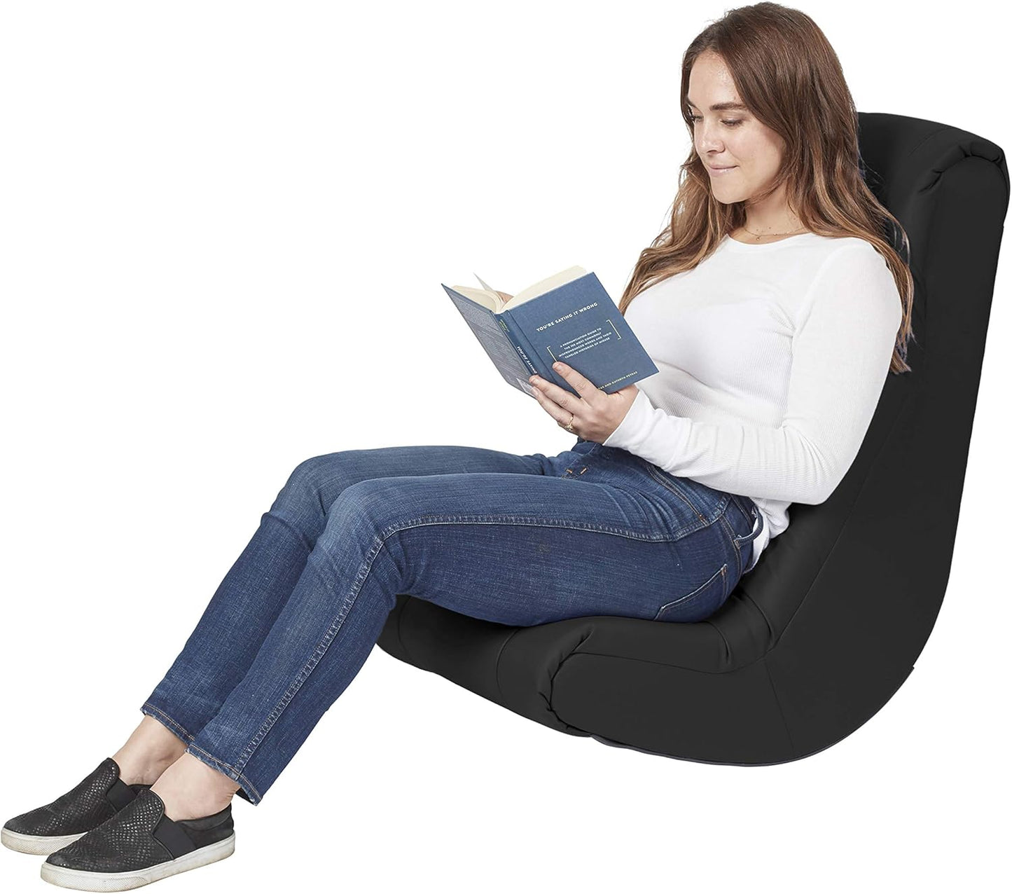 Factory Direct Partners Soft Tufted Floor Rocker - Cushioned Ground Chair for Kids Teens and Adults - Great for Reading, Gaming, Meditating, TV - Burgundy, 10488-BY