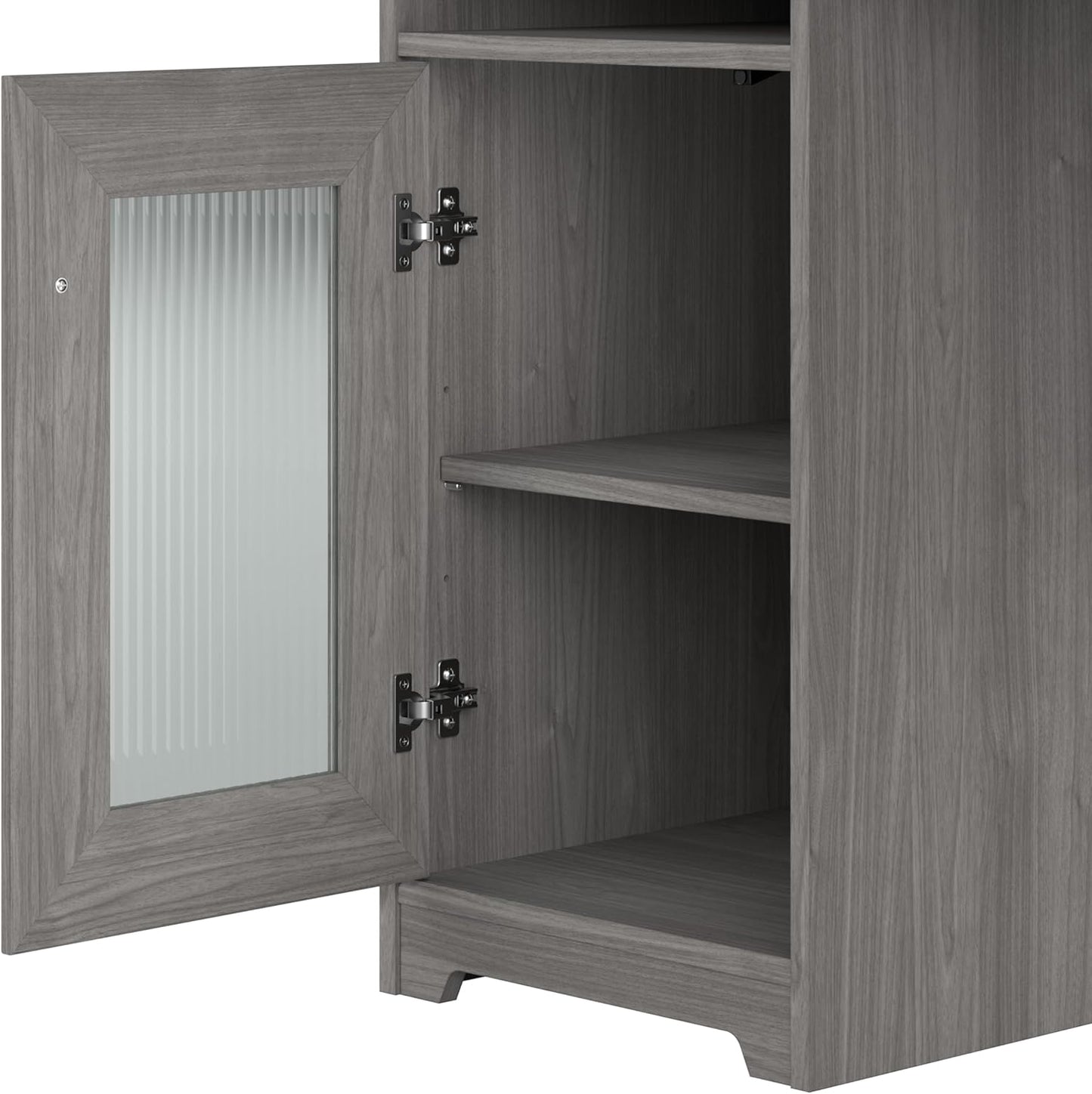 Bush Furniture Cabot L Shaped Desk with Hutch | Corner Desk with Storage for Home Office in Modern Gray | 60W L Shaped Computer Desk