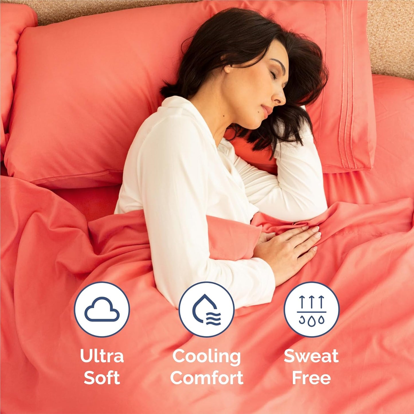 King Size 4 Piece Sheet Set - Comfy Breathable & Cooling Bed Sheets Set - Hotel Luxury Bedding for Women, Men, Kids, Teens, Boys & Girls - Deep Pockets, Ultra-Soft and Wrinkle Free - Oeko-Tex - Coral