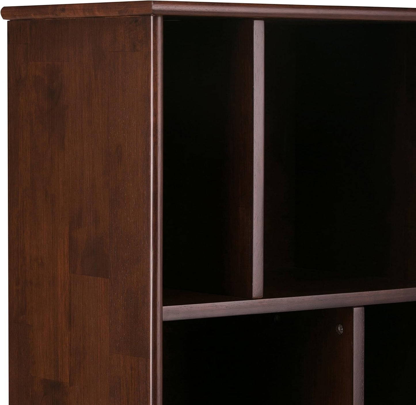 SIMPLIHOME Draper Bookcase - 64 inch Tall Solid Hardwood Storage Bookshelf in Medium Auburn Brown, Mid-Century Modern Storage for Living Room, Study or Office with Adjustable Shelves and Angled Legs