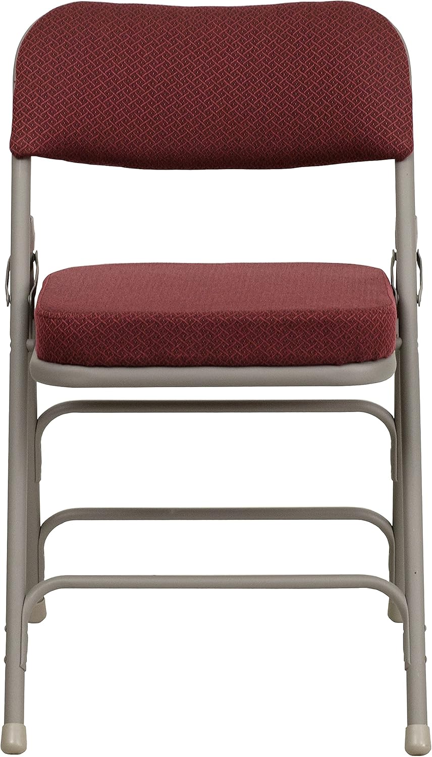 Flash Furniture Hercules Series Metal Folding Chairs with Cushioned Seat, Fabric Upholstered Event Chairs with 300-lb. Static Weight Capacity, Set of 2, Burgundy