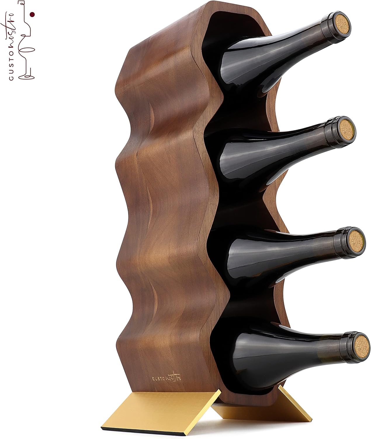 Gusto Nostro Wood Wine Rack, 7 Bottle, 2 Tier Wooden Countertop Free Standing Shelf - Bottle Holder Stand for Home Bar Tabletop, Cabinet Inserts, Kitchen, Wine Cellar Storage (Acacia)