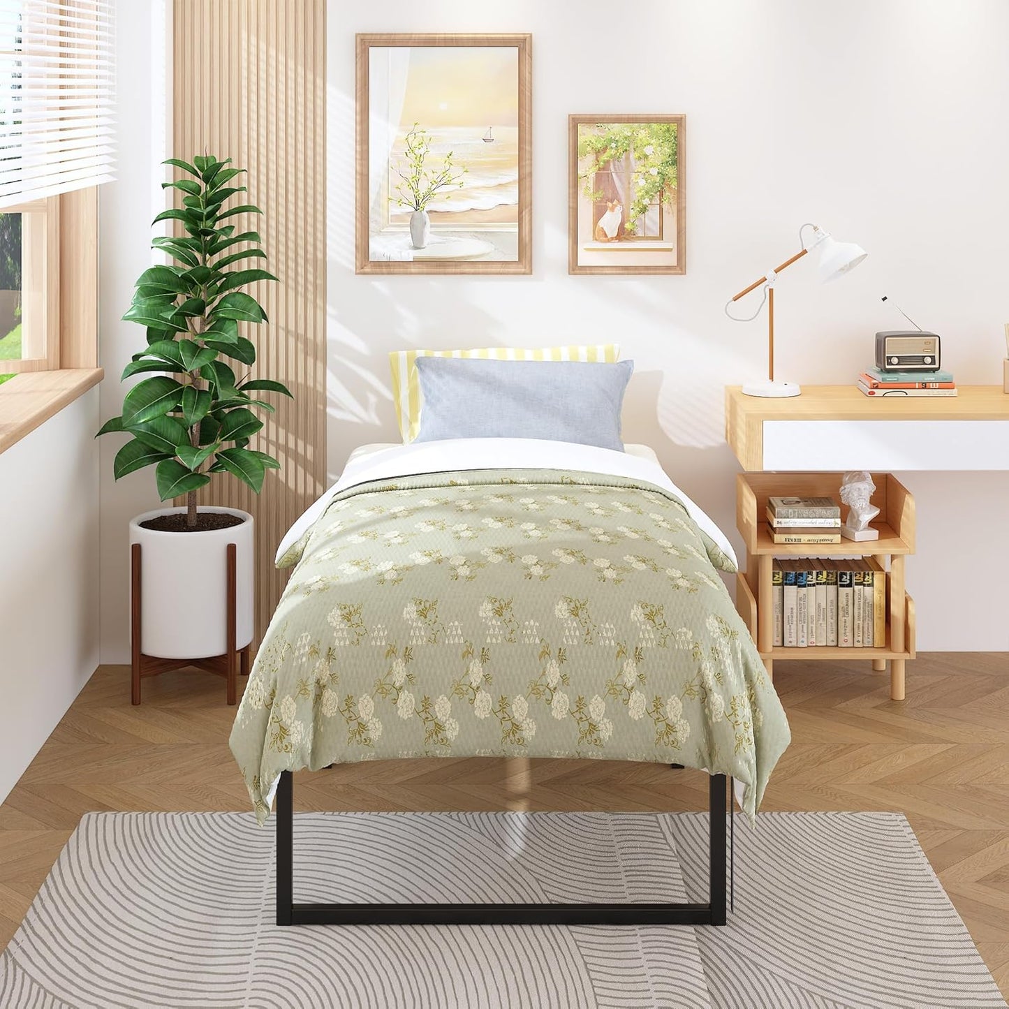 18 Inch Twin XL Bed Frames Heavy Duty Metal XL Twin Platform Bed Frame No Box Spring Needed, Noise Free, Easy Assembly, Black