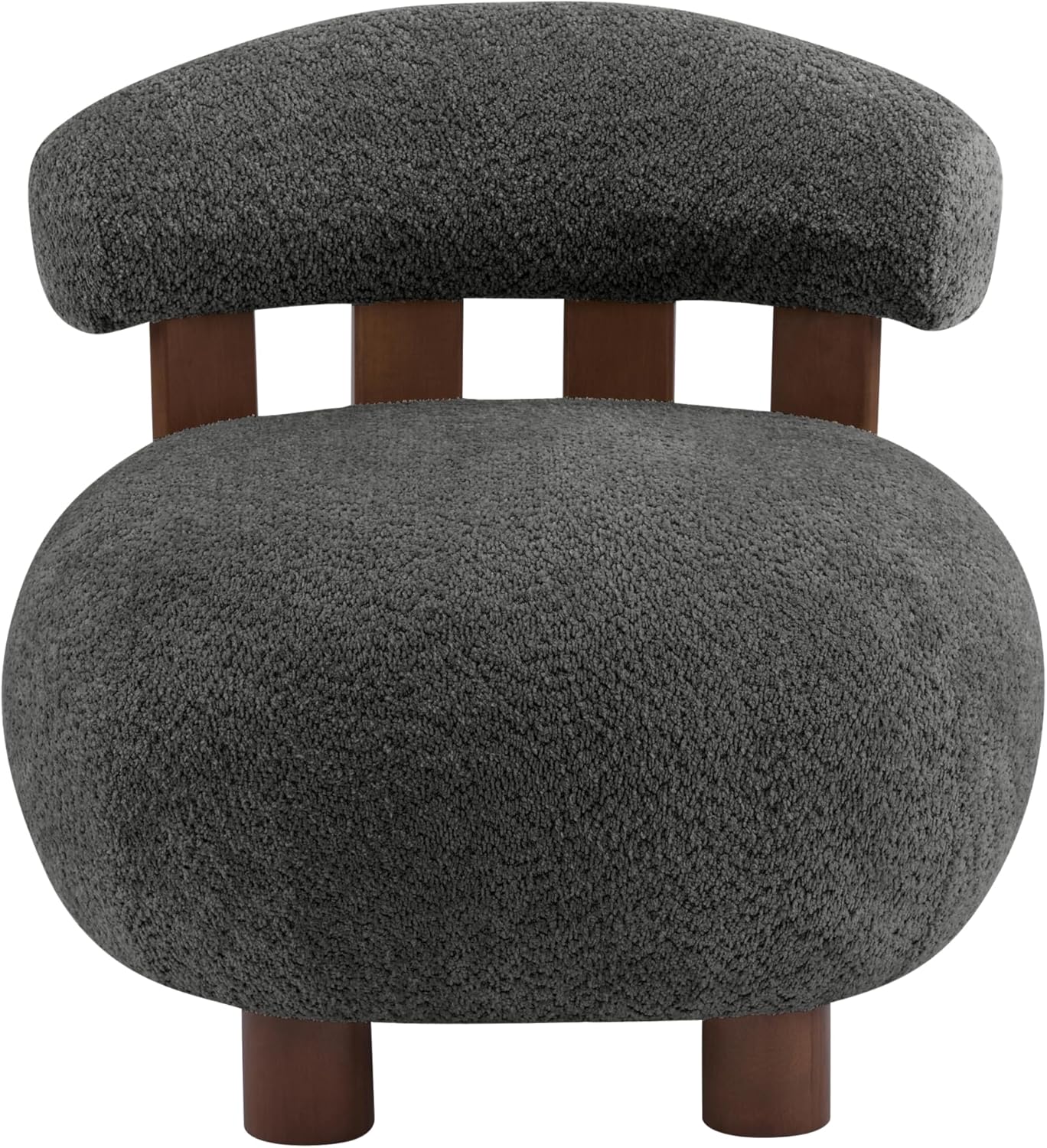 Christopher Knight Home Elvina Boucle Fabric Accent Chair, Solid Wood Single Lounge Sofa, Bedroom Comfy Reading Chair, for Modern Minimalist Style Living Room/Home Office, Dark Gray
