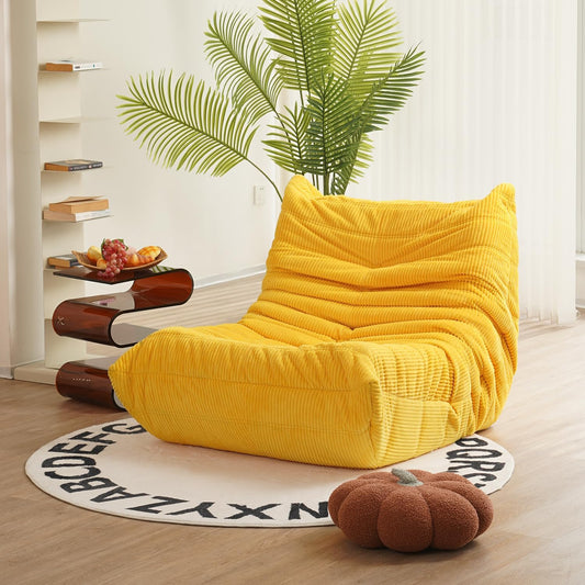 N&V Fireside Chair, Mid Century Armless Floor Sofa, Soft Premium Corduroy Floor Lounge, Foam Sofa Accent Chair for Living Room Bedroom and Office, Tuscany