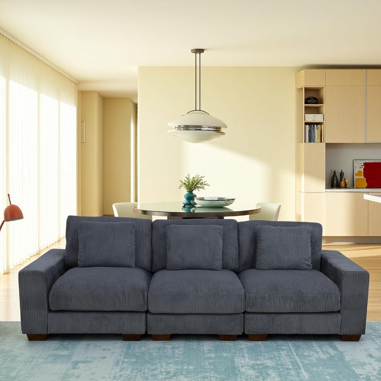 Sectional Couches for Living Room, Stylish Sectional Loveseat Sofa with Deep Seats, Living Room Furniture Home Sofa for Small Space, Warm Gray