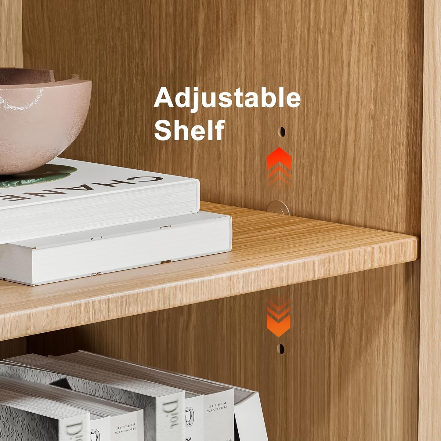 72" Wooden Book Shelf, 5 Shelf Bookcase, Modern Bookshelf with Adjustable Shelf for Home Office, Study Room, Oak