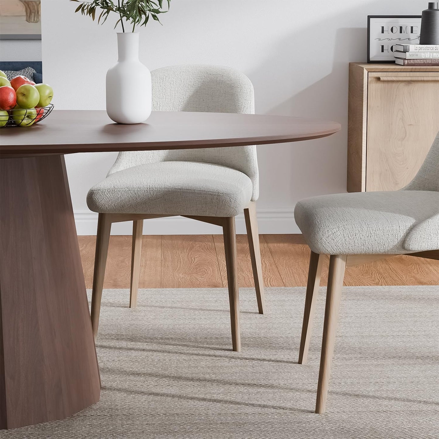 Casaphoria 67" Oval Dining Table, Modern Wood Kitchen Table with Cone Shaped Strip Polygonal Base for Living Room & Dining Room, Easy Assembly Farmhouse Furniture for 4-6, Walnut