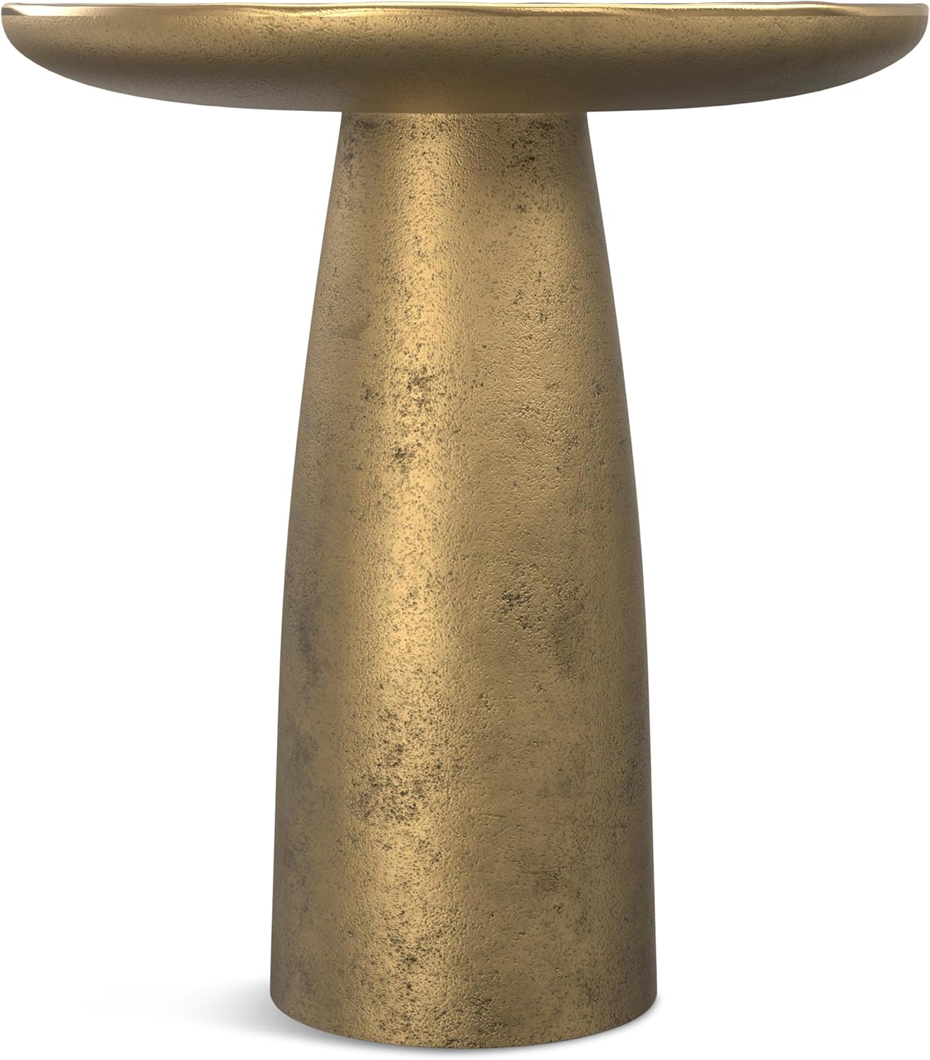 SIMPLIHOME Dominique Metal Table in Antique Brass, 18-inch Round, 19.75-inch Tall, Cast Aluminum Side Table for Living Room, Bedroom, Fully Assembled