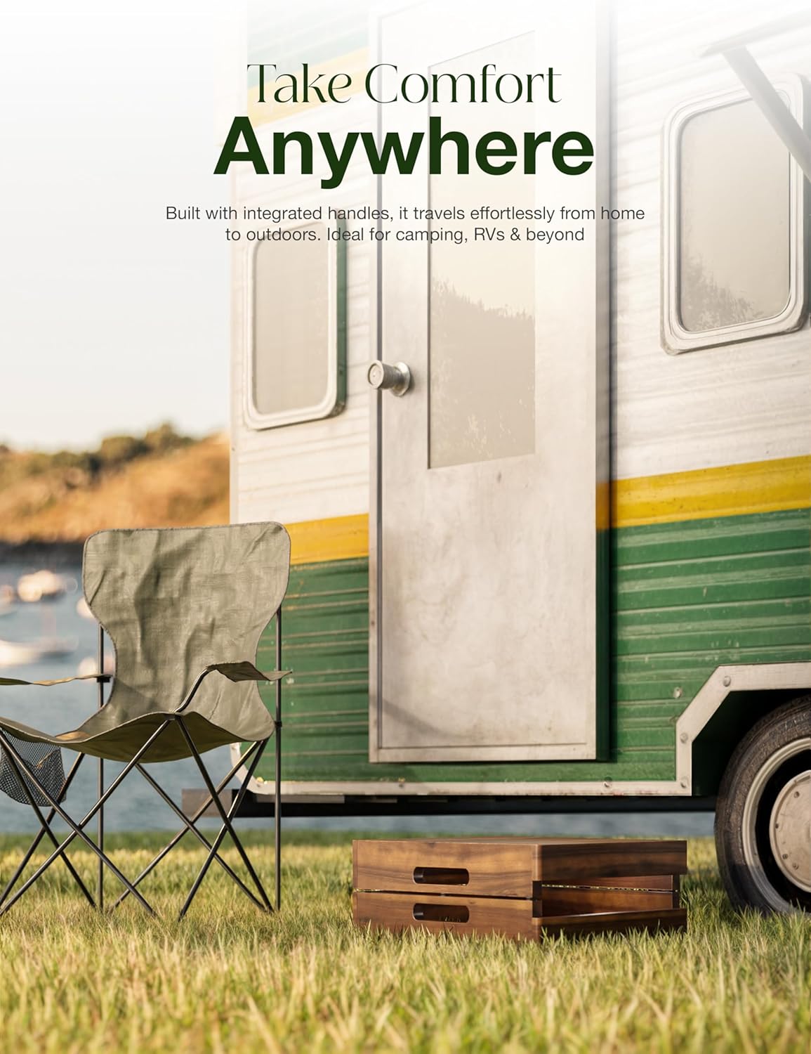 HOLANA 25in Wood Step Stool for Adults - Foldable Stepping Stool for Adults, Half Steps for Seniors - Acacia Wood Platform, Mobility Step - Wooden Platform 400 Lbs, Integrated Handles (Walnut Color)