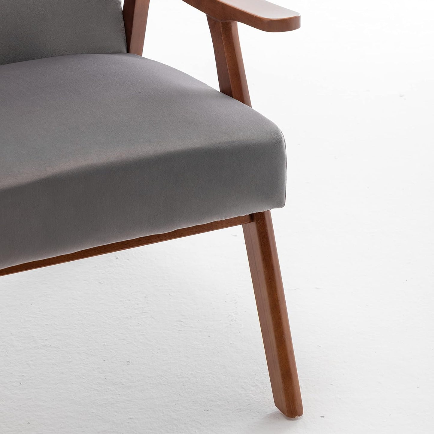 Container Furniture Accent Chair with Microfiber Upholstery and Solid Wood Frame, Classic Mid-Century Modern Living Room Furniture for Extra Seating, Grey