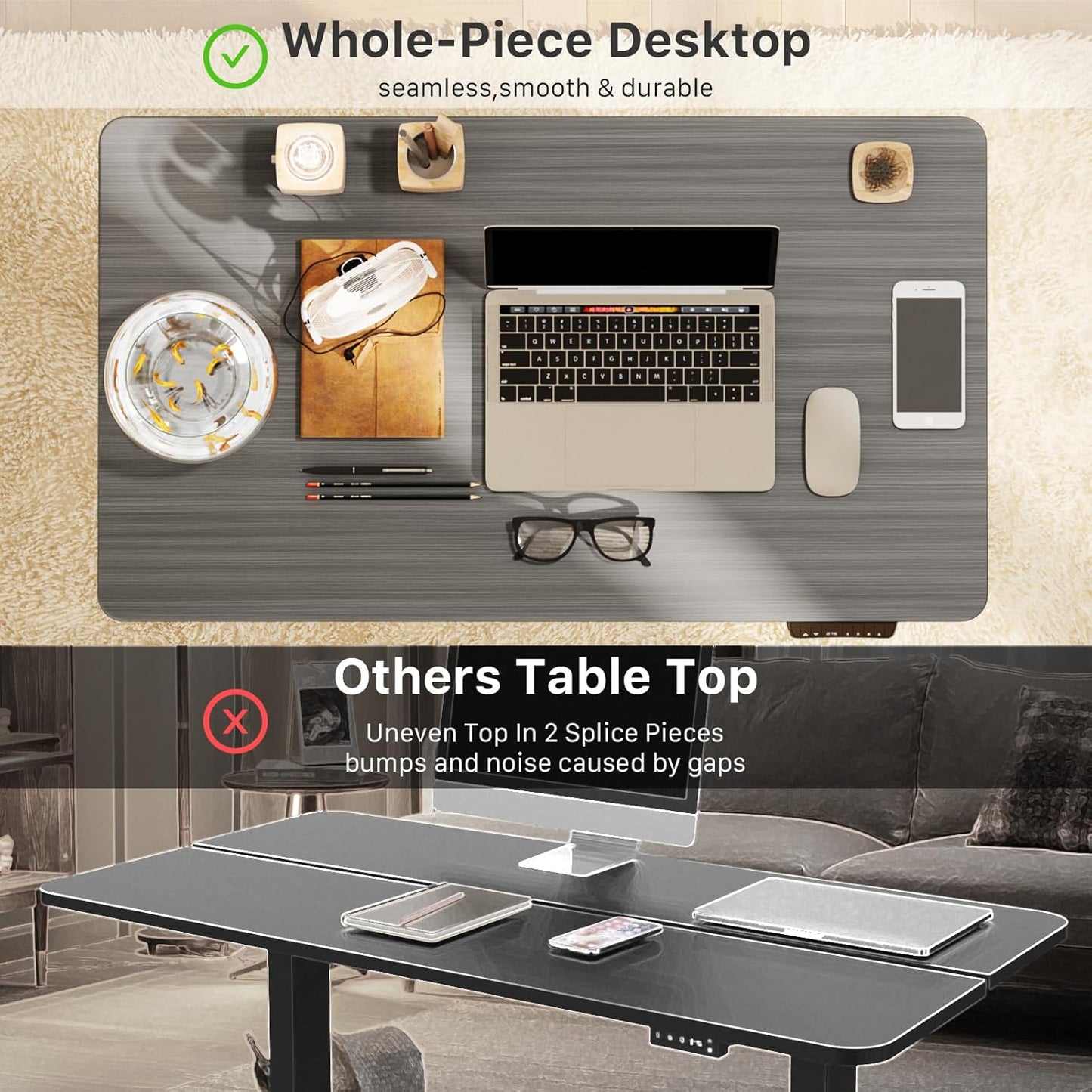 JOY worker Small Electric Standing Desk, 35" x 20" Whole Piece Height Adjustable Desk with Memory Controller, Grey Sit to Stand Desk Workstation for Home Office