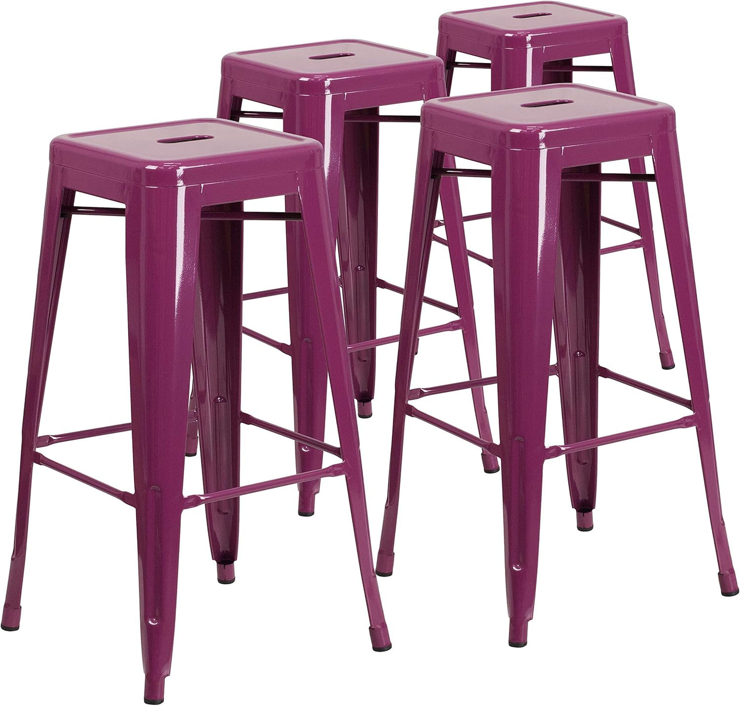 Flash Furniture Kai Commercial Grade 4 Pack 30" High Backless Purple Indoor-Outdoor Barstool