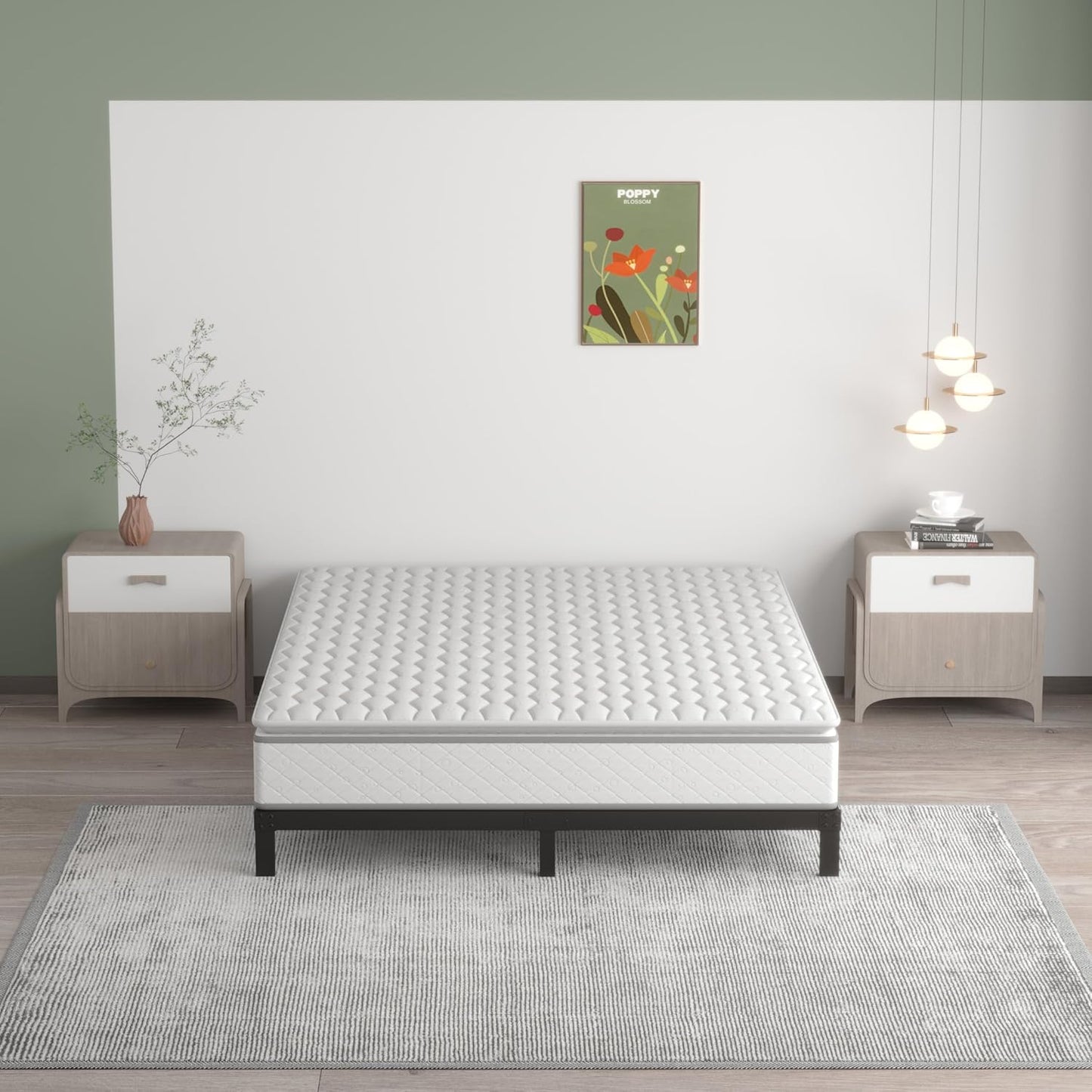 7 Inch King Bed Frame No Box Spring Need, Low Profile Metal Platform King Size Bed Frame, Heavy Duty Support Bedframes King, Easy Assembly