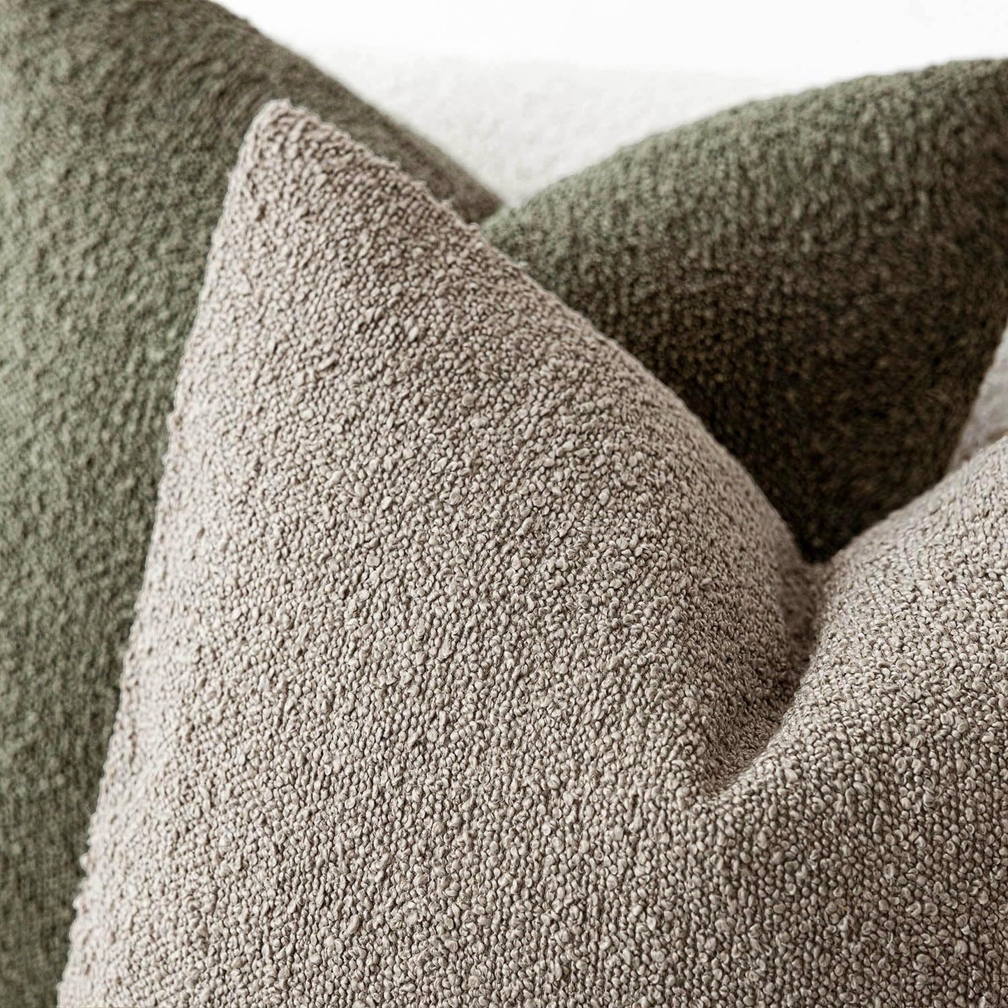 Foindtower Set of 2, Decorative Textured Boucle Throw Pillow Covers Accent Solid Pillow Cases Neutral Soft Cozy Couch Cushion Case for Chair Sofa Bedroom Living Room Home Decor 26x26 Inch Light Taupe