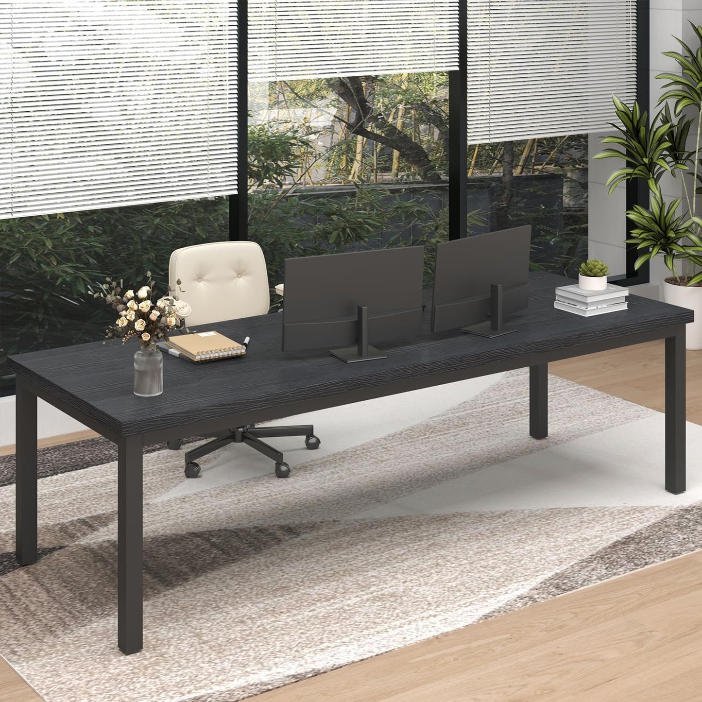70.8 Inch Large Computer Desk, Long Gaming Table, Modern Two Person Desk Large Executive Office Desks, Double Desk at Home, Perfect for Work, Gaming, Studying, and Writing, Etc. Black.