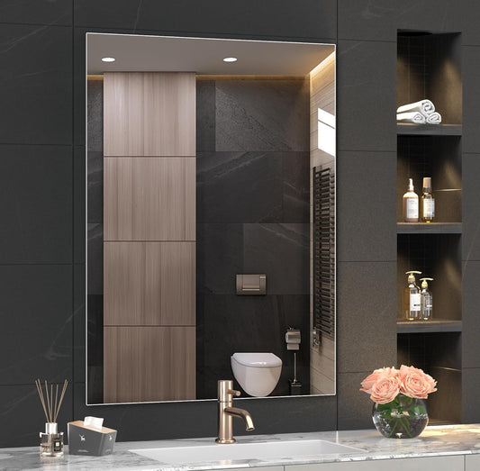 Hasipu 24” x 32” (1pcs) Bathroom Mirror, Mirrors for Sink, Frameless Mirror, Rectangle Mirror for Bathroom, Modern, Horizontal or Vertical