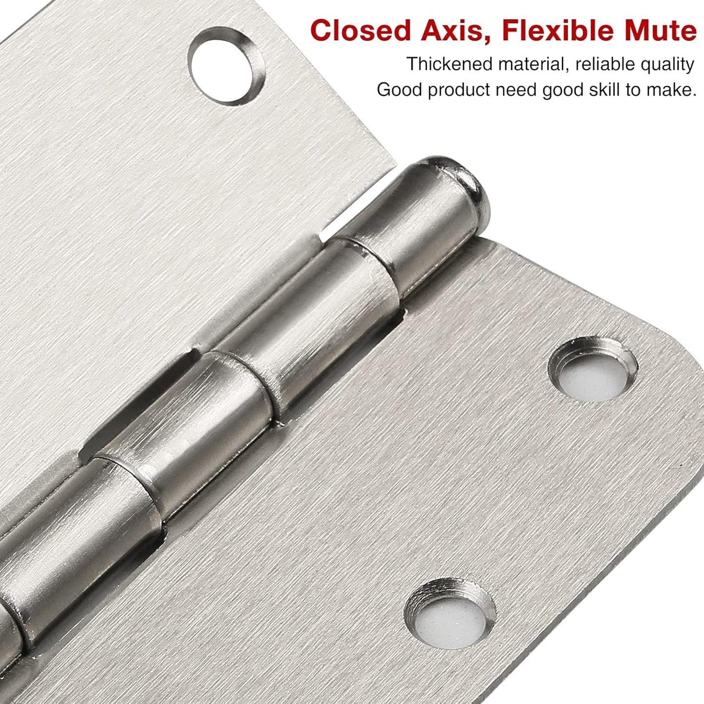 6 Pack Rounded Brushed Nickel Door Hinges 3.5 x 3-1/2" Inch, 5/8" Radius Interior Hardware 3 ½"Cottage Flat Bungalow Mobile Home Skyscraper Indoor Hinge for Doors Use Renovate Bedroom Kitchen