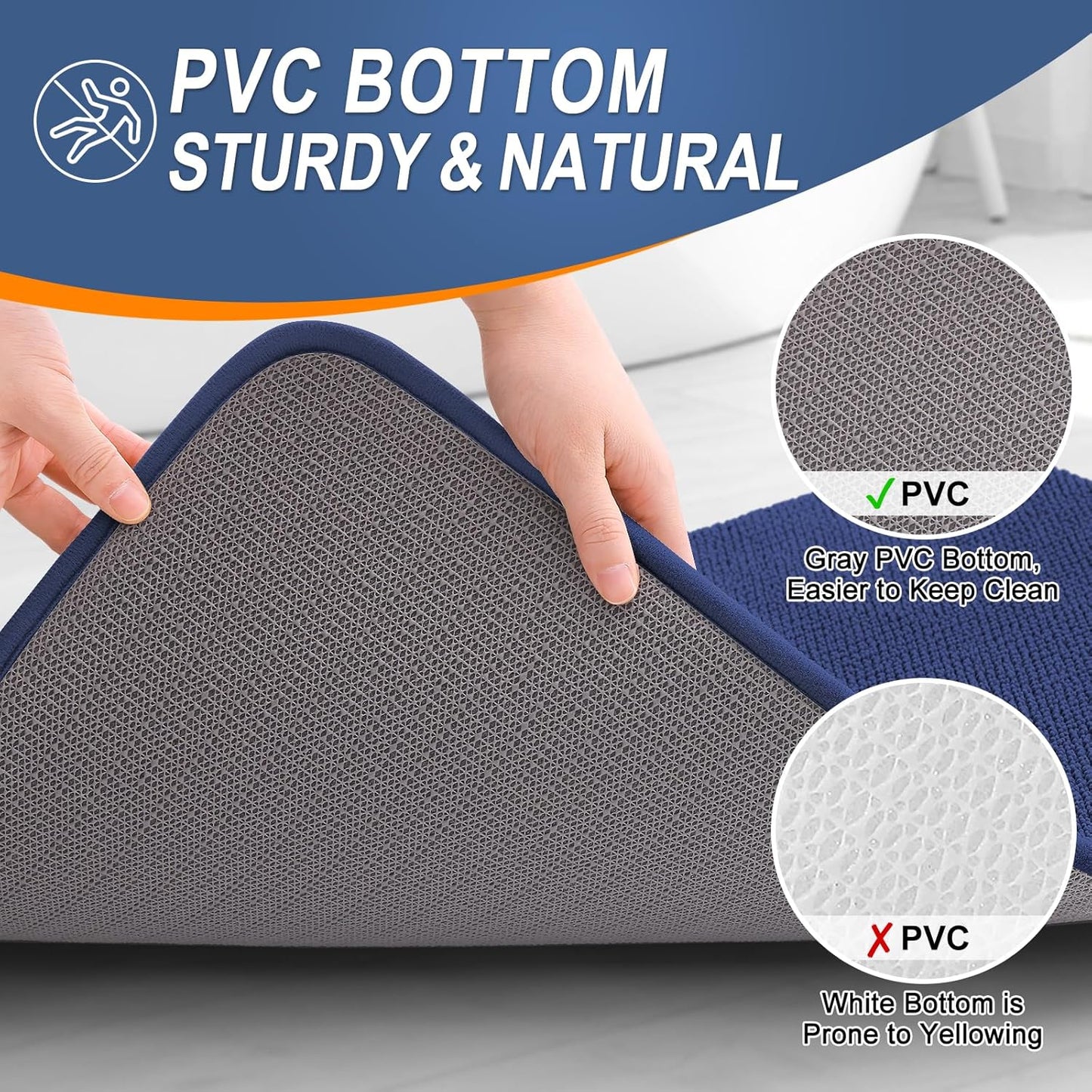 OLANLY Thick Memory Foam Bath Mat Rug 36x24, Extra Soft Absorbent Bathroom Rug, Quick Dry Bath Mats, Non-Slip, Machine Washable Carpet, Tub and Shower, Home Decor Accessories, Twilight Sapphire