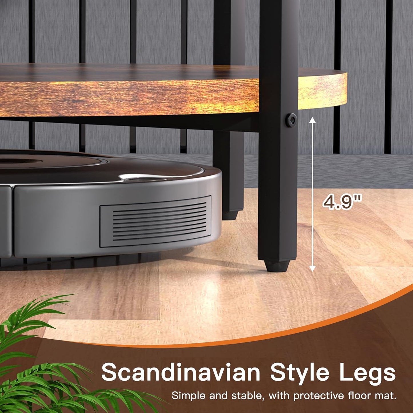 Coffee Table, 2 Tier Coffee Tables for Living Room, Round Coffee Table with Storage, Floor Table for Bedroom, Home Office, Rustic Brown (27.6" D x 17.7" H)