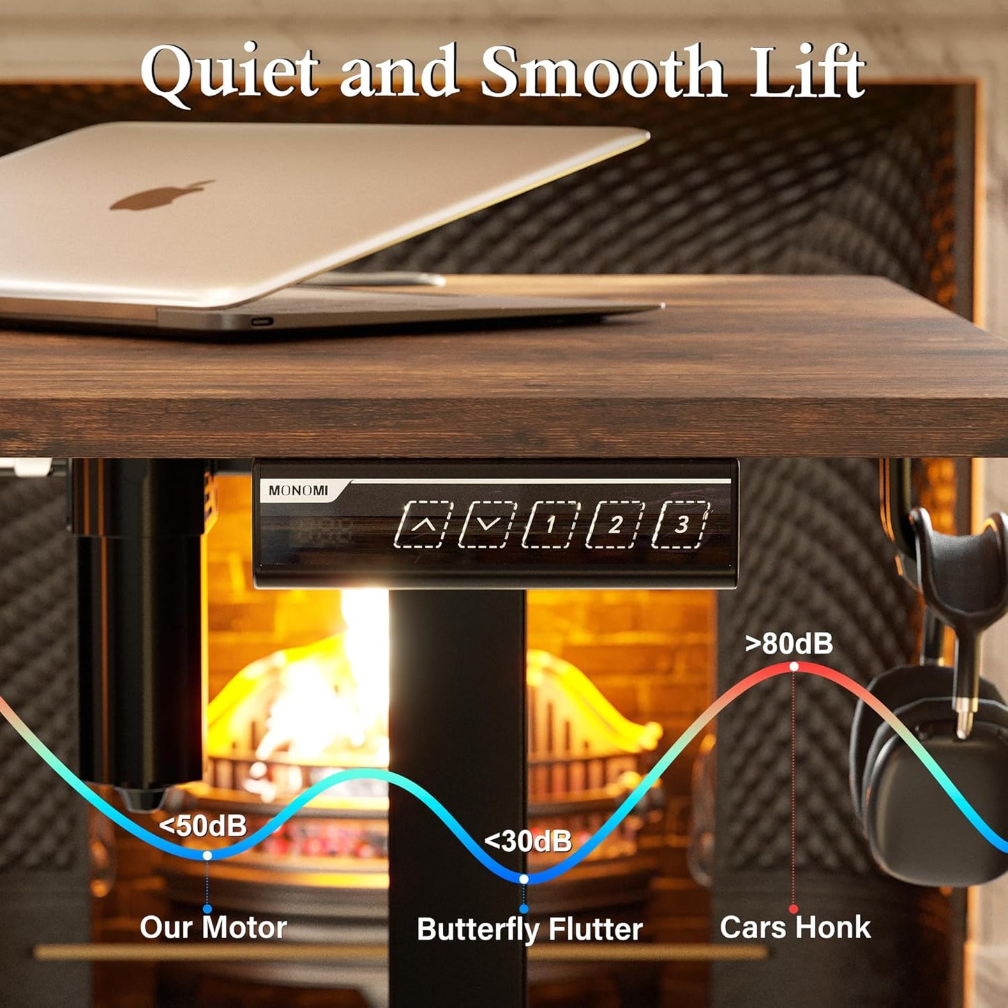 Monomi Electric Standing Desk, 63 x 28 inches Height Adjustable Ergonomic Home Office Sit Stand Up Desk with Memory Preset Controller (Rustic Brown Top/Black Frame)