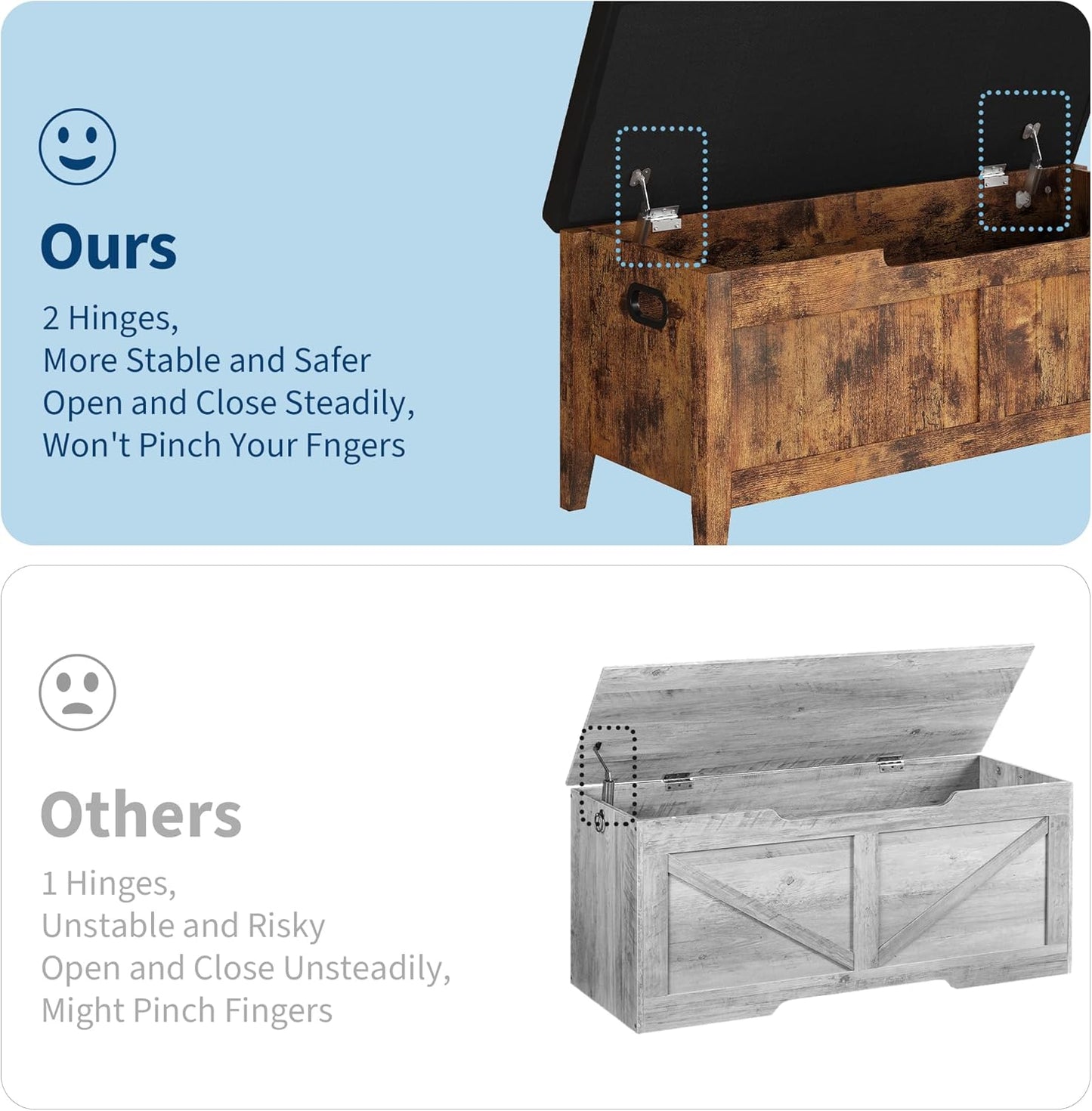 GAOMON Storage Bench, 39.4” Wooden Chest Storage Box with 2 Safety Hinges, Entryway Benches with Flip-Top, Large Trunk for Living Room, Bedroom, Easy Assembly