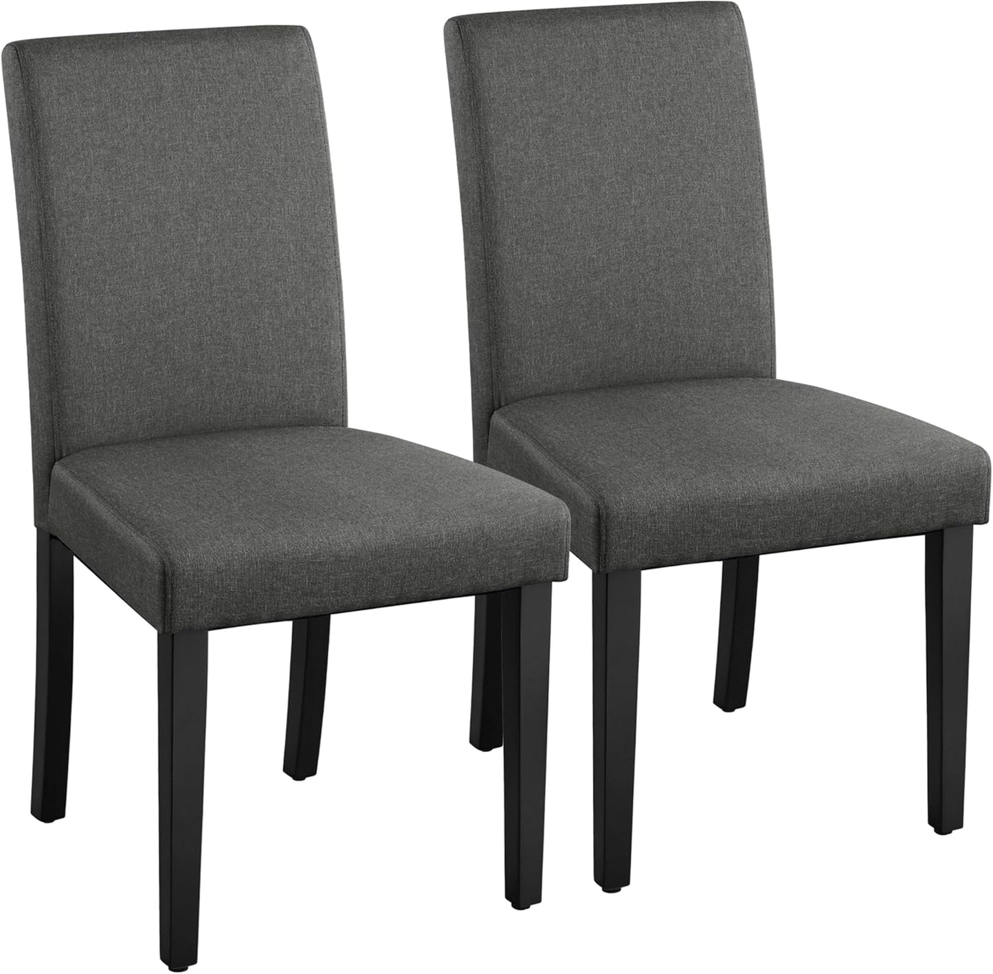 Yaheetech Dining Chairs Set of 2 Fabric Upholstered Parson Kitchen Chairs with Padded Seat and Solid Wood Legs for Dining Room/Restaurant, Dark Gray
