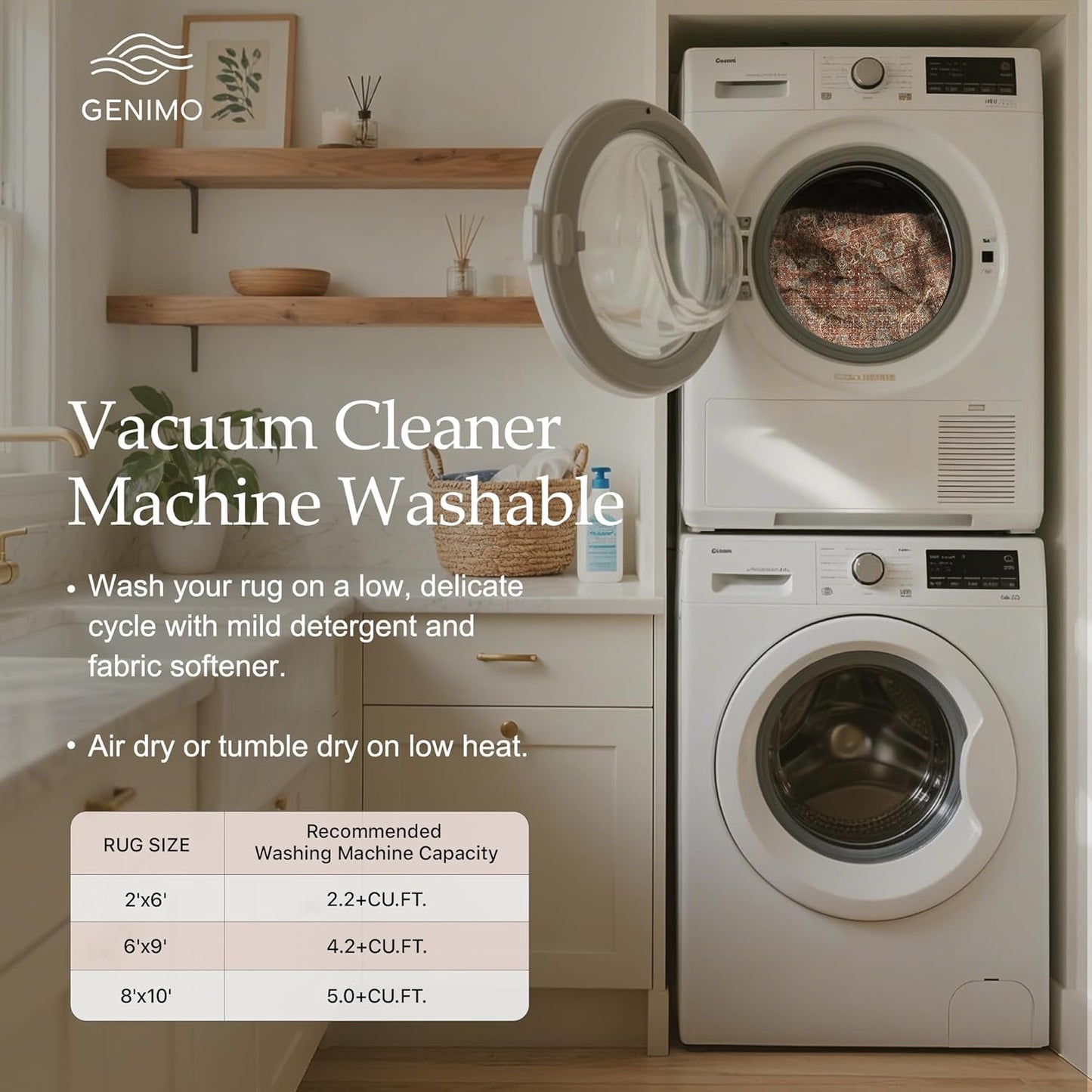 GENIMO 2x10 Runner Rugs for Hallway, Machine Washable Non Slip Vintage Rugs, Low Pile Lightweight Soft Print Rug for enrtyway, Corridor, Home Office, Kitchen, Terracotta Indigo