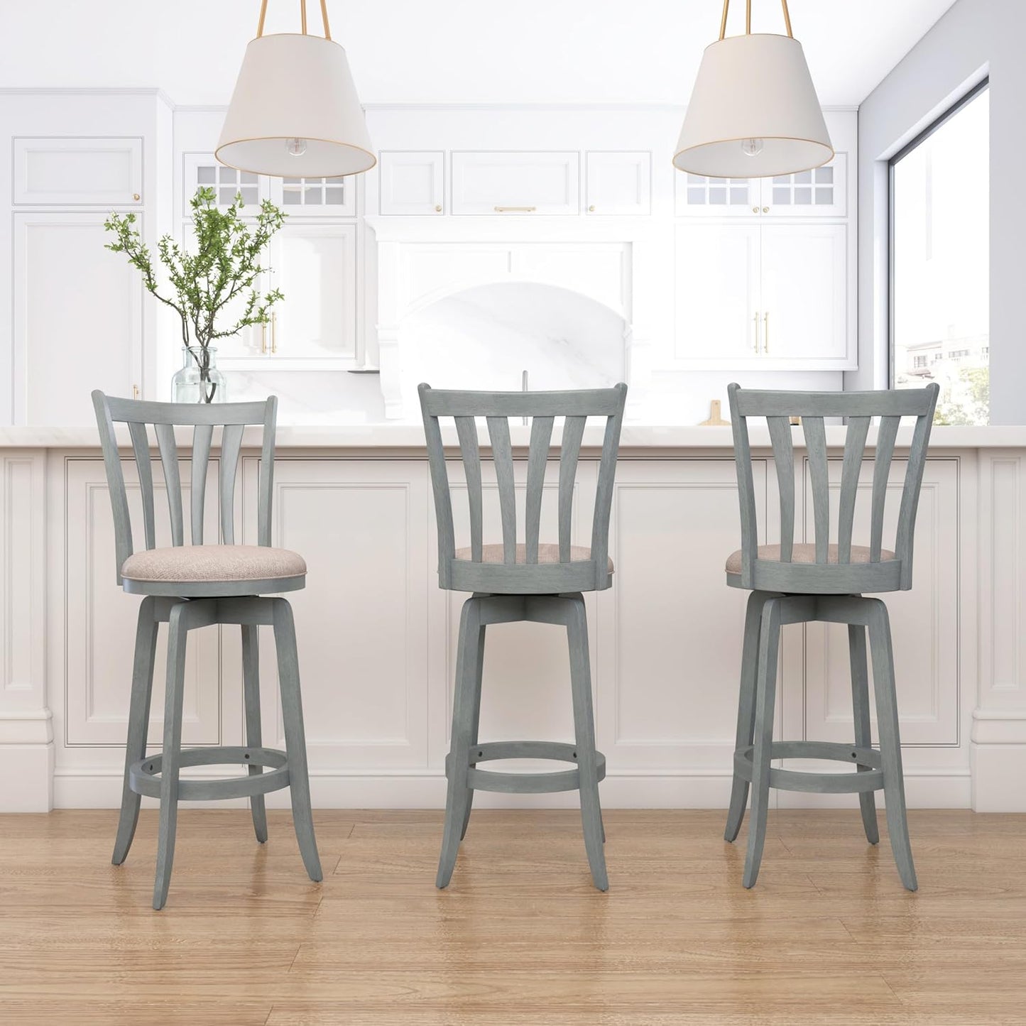 Hillsdale Furniture Savana Wood Bar Height Stool, 30" high, Blue Wire Brush