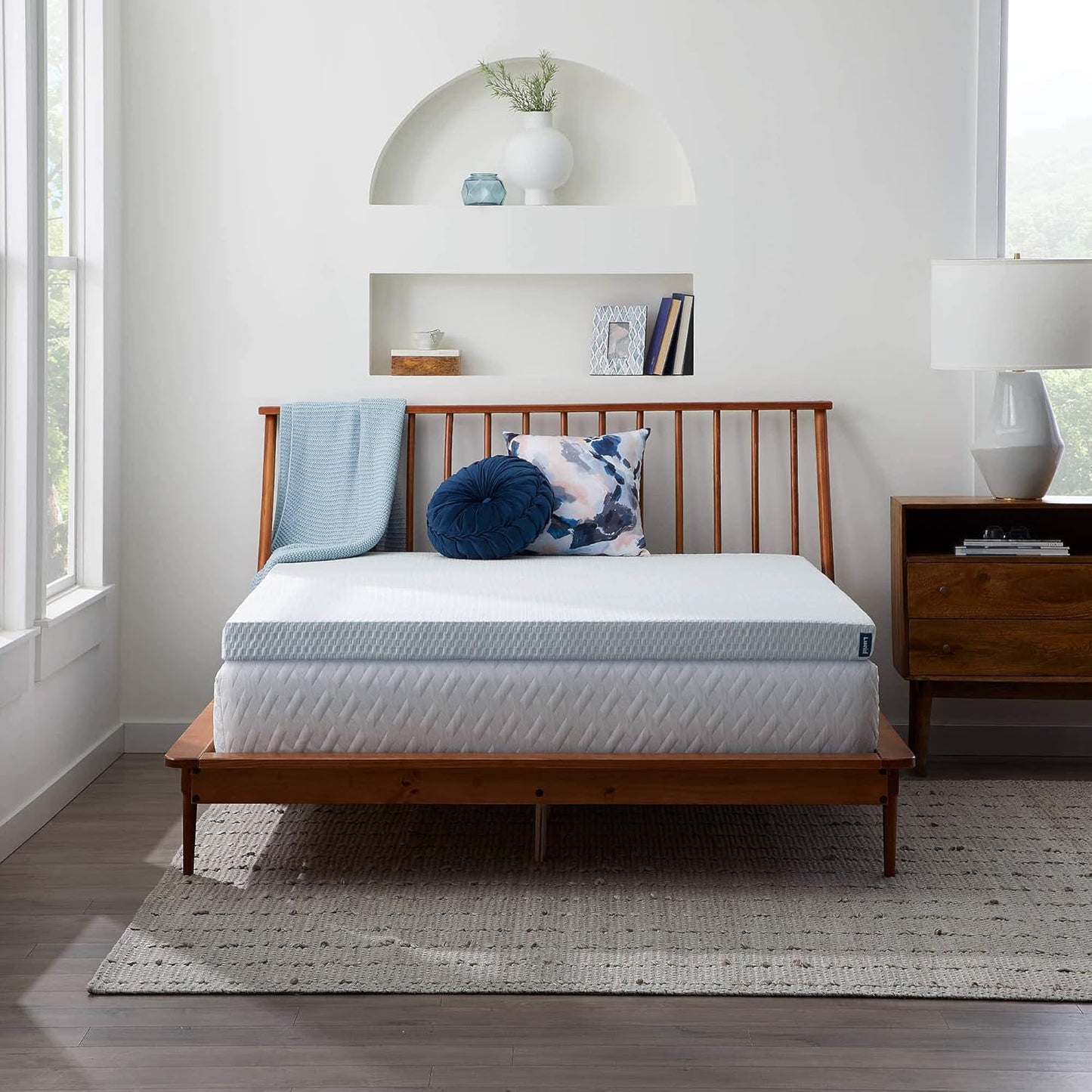 Lucid 3 Inch Bamboo Charcoal Topper and Lucid Zippered Enclosure Mattress Topper Cover, California King