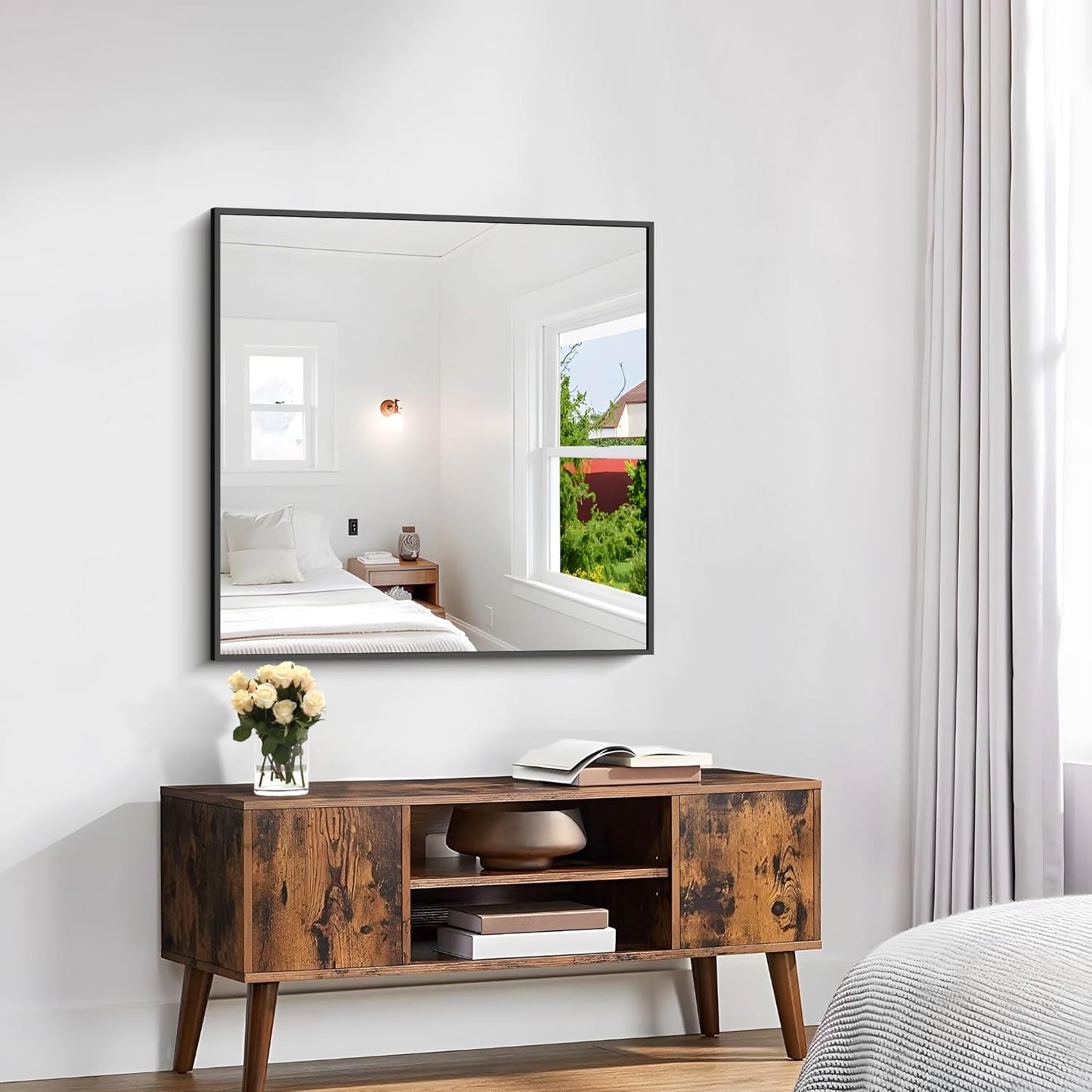 KOCUUY Bathroom Mirror,30x30 Square Black Mirror with Aluminum Metal Frame,Black Vanity Wall Mirror Modern Home Decor for Bathroom, Living Room, Farmhouse and Entryway