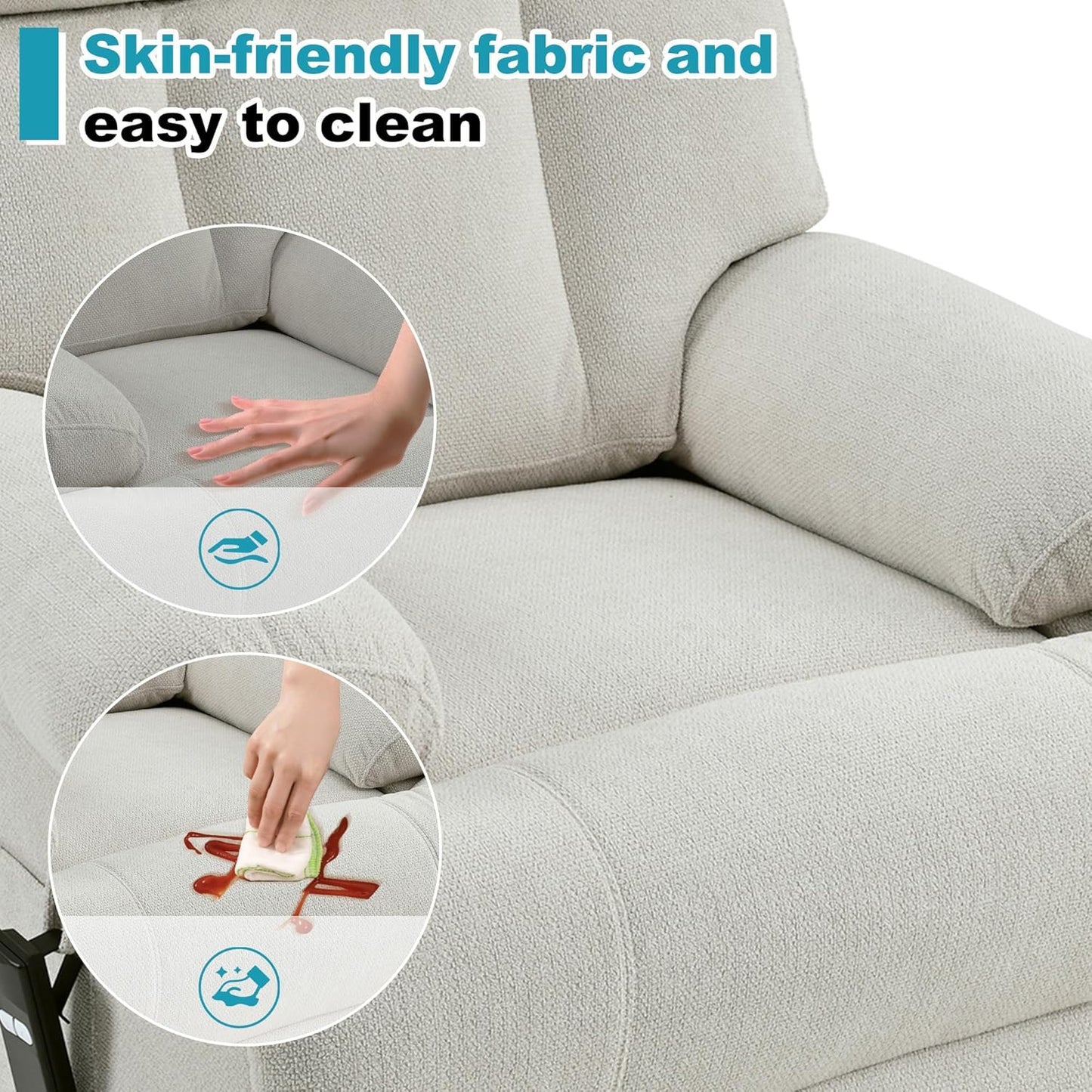 Recliner Chair Power Lift Massage Chair Full Body 23" Large Size Electric Recliner with Seniors, Home Theater Seating with Remote Control, Side Pocket, Spacious Seat, Light Gray