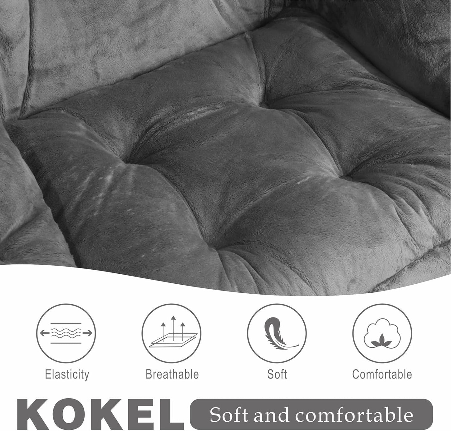 Kokel Lazy Chair with Folding Ottoman,Living Room Chairst (Dark Gray-1118)