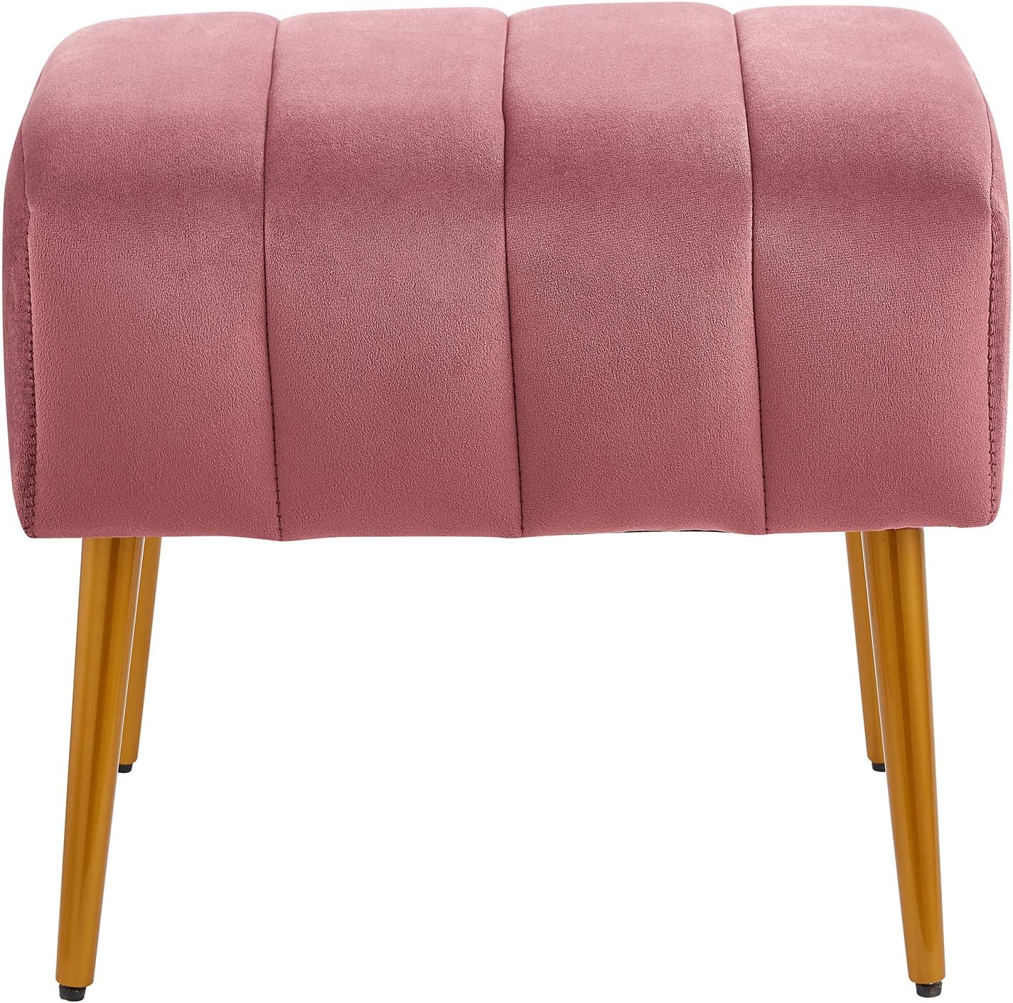 Ball & Cast Upholstered Velvet Ottoman,Footrest 18"W x 15.75"D x 17.5"H Rose,Golden Powder Coating Legs Set of 1