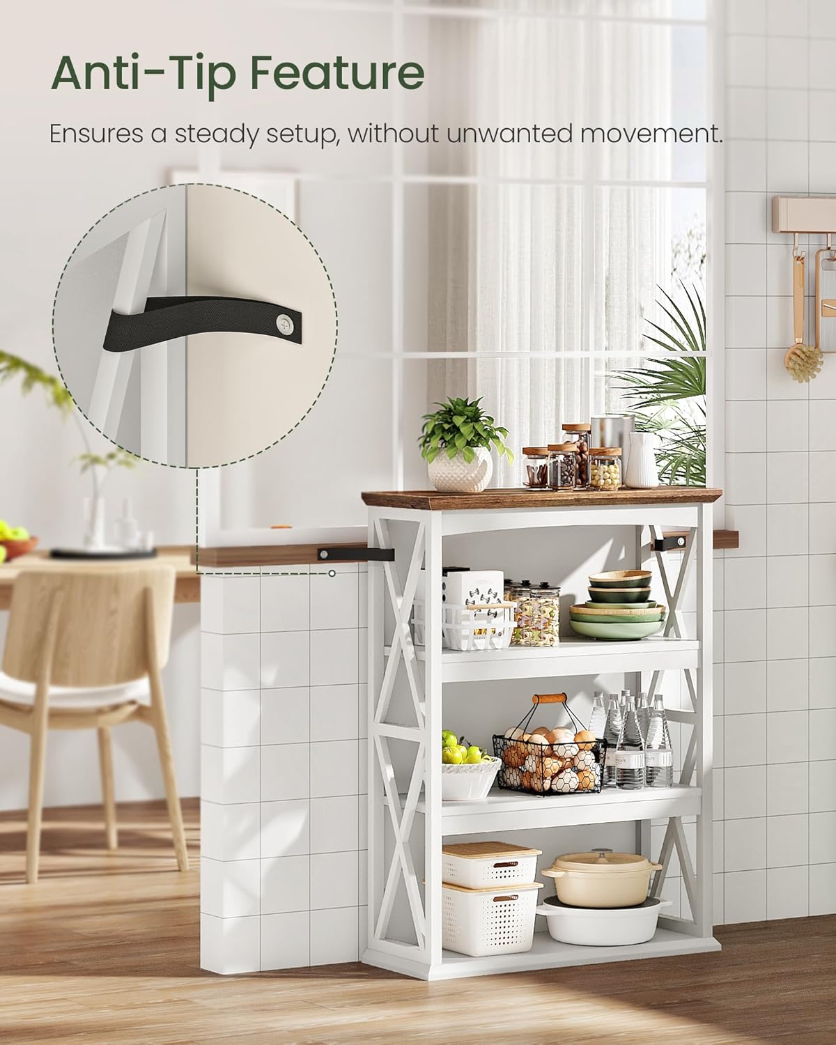 4-Tier Bookcase, 42.9" Floor Standing Organizer Shelf, Corner Book Stand, Metal Frame, for Study, Bedroom, Living Room, White and Walnut TSJ01WL