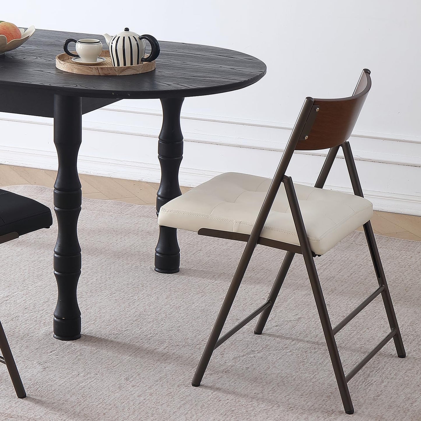 2 Pack Folding Chairs with Thick Padded Seat,Heavy Duty Steel Frame Foldable Dining Chairs with Soft Cushion Set of 2,Portable Indoor Outdoor for Home Kitchen,Office,Events,Wedding(White)