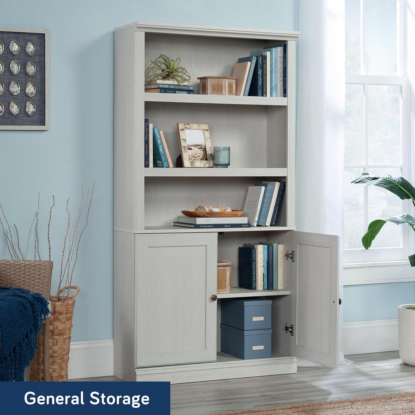 Sauder Miscellaneous Storage Library, Glacier Oak Finish