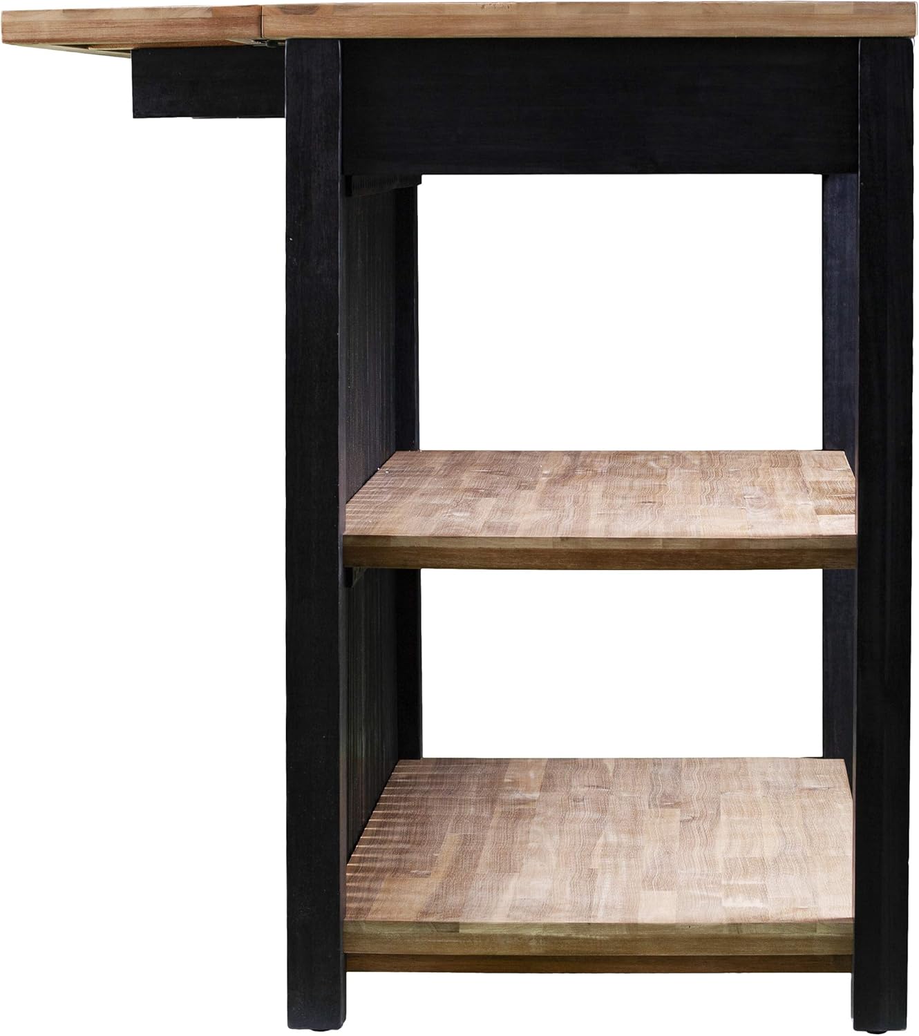 SEI Furniture Berinsly Expandable Freestanding Kitchen Island, Black, Natural