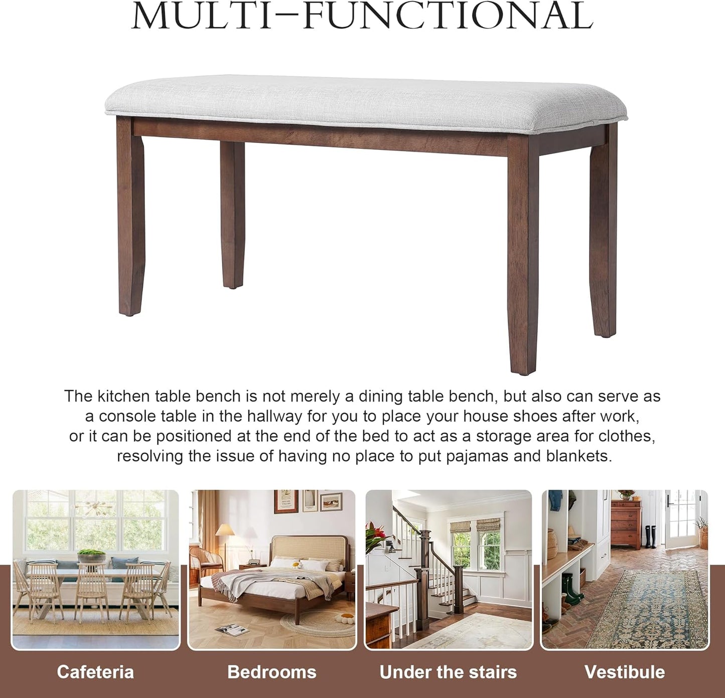 Ball & Cast Dining Table Set for 6,60" to 78" Extendable Wood Dining Table with Removable Leaf,6-Piece Kitchen Table Set W/ 4 Upholstered Chair and 1 Bench,for Dining Room,Kitchen,Restaurant,Cherry