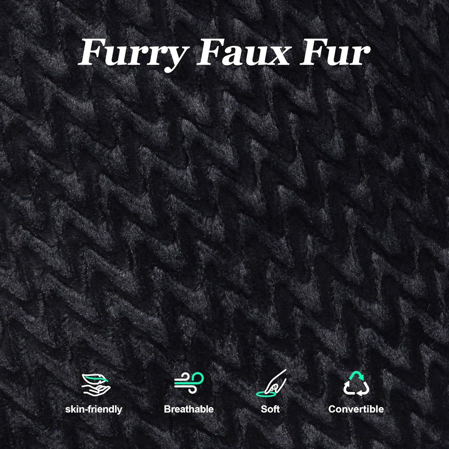 Hobestluk 3 in 1 Bean Bag Chair Giant Bean Bag Chairs for Adults with Chevron Plush Fur Cover Convertible Bean Bag Floor Cushion with Machine Washable Cover for Living Room (Chevron Plush Black)