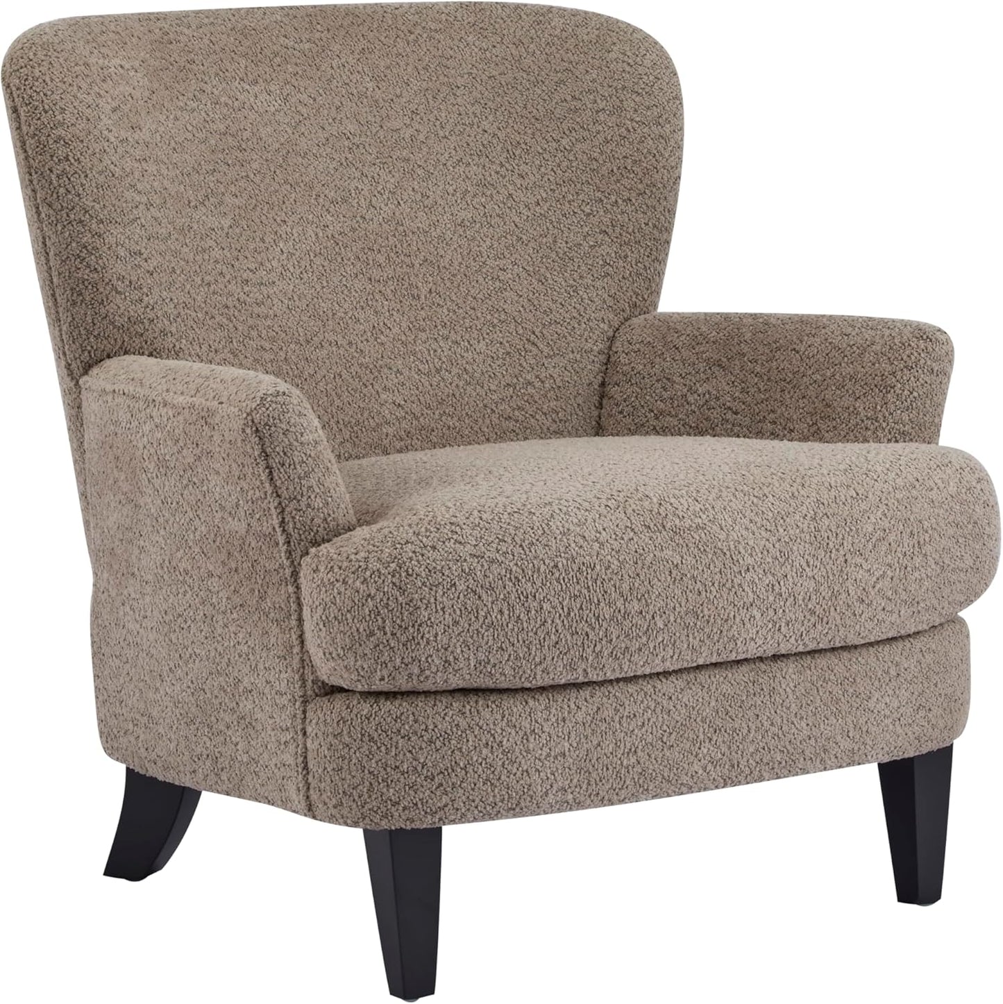 Christopher Knight Home Colby Boucle Upholstered Club Chair, Living Room Accent Chair, Wooden Frame, Flared Armrest, Plush Thick Cushion, Reading Lounge Chair, Space-Saving Furniture, Light Brown