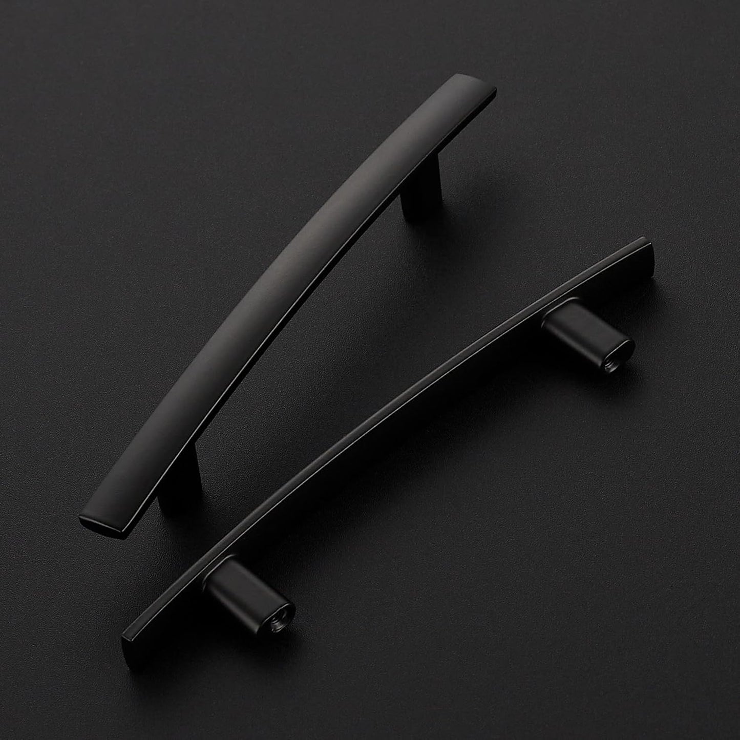 15 Pack Cabinet Handles 3.75" Hole Center - Curved Cabinet Pulls Black Drawer Pulls for Kitchen Cupboard Solid Hardware for Dresser Drawer Arch Hardware