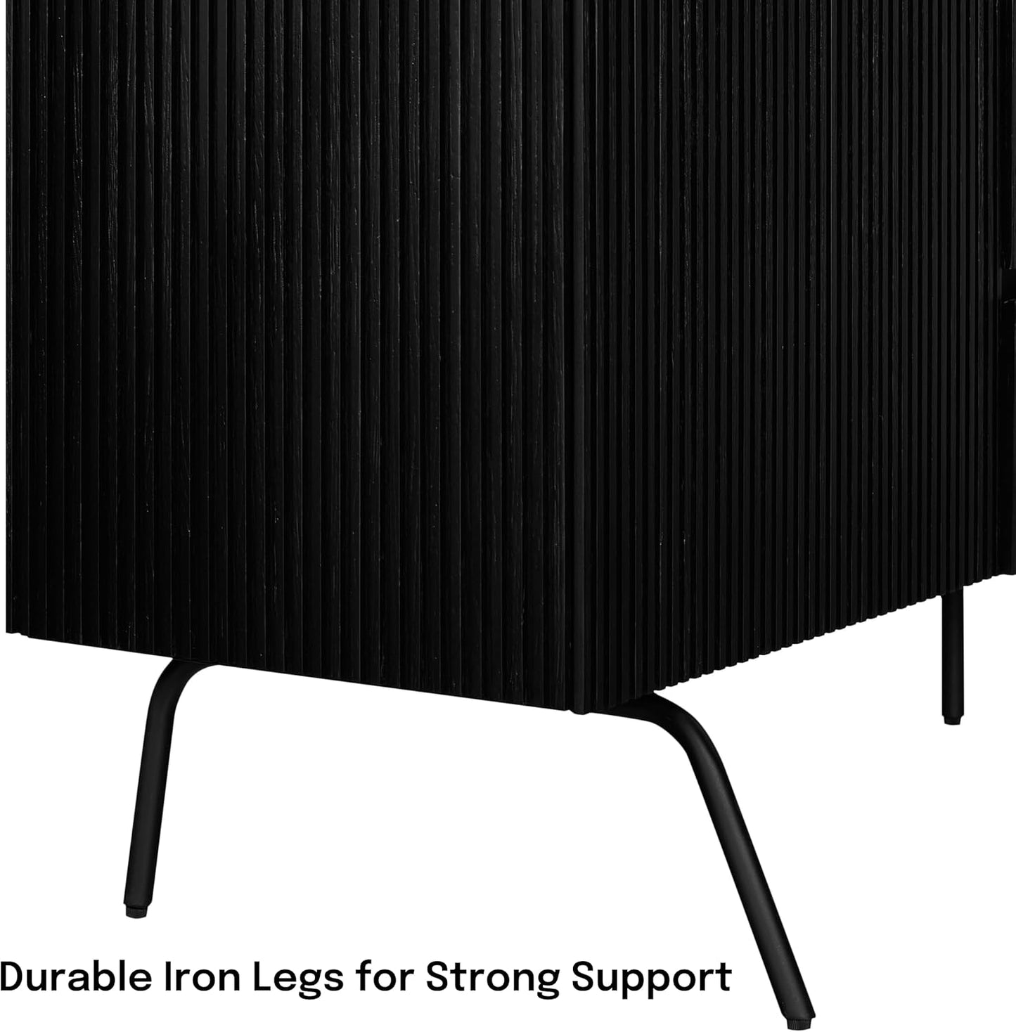 NTC Veil Sideboard with 2 Doors and 3 Drawers, Buffet Cabinet with Vertical Groove Design and Metal Legs, Storage Cabinet for Living Room, and Entryway, Effortless Assembly - Burnt Black