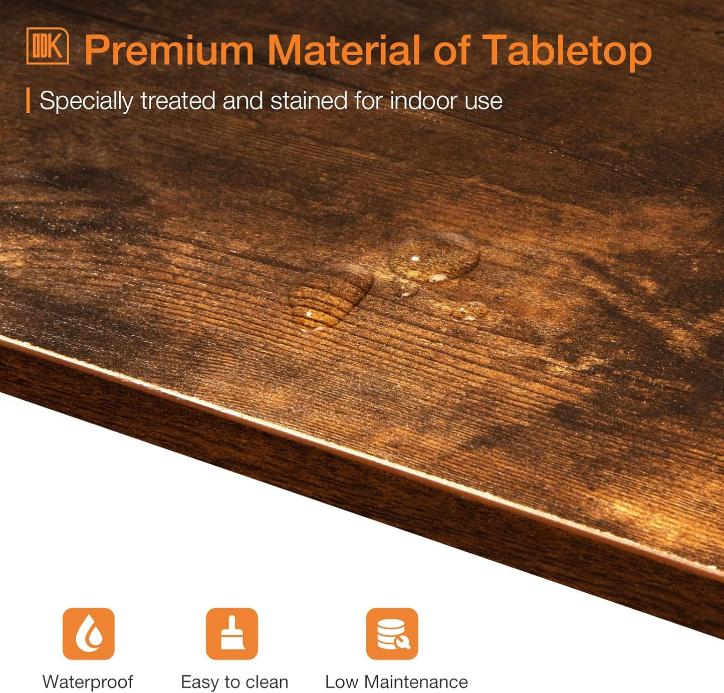 ODK 63 inch Bar Table, Bar Height Pub Table, Counter Height Bar Table, Rectangular High Top Kitchen & Dining Counter Tables with Sturdy Legs & Easy-to-Clean Top, Indoor use, Rustic Brown