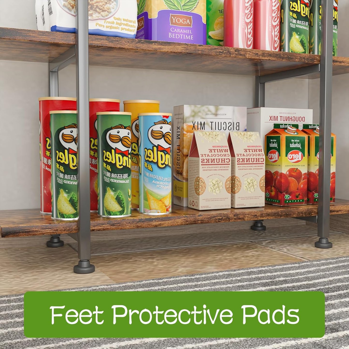 4 Tiers Bookshelf Rustic Brown Wooden Storage Shelf, Industrial Shelf Book Organizer,Modern Open Display Storage Bookcase,Metal Bookshelf Standing Tall Shelving Units for Home Office Study.