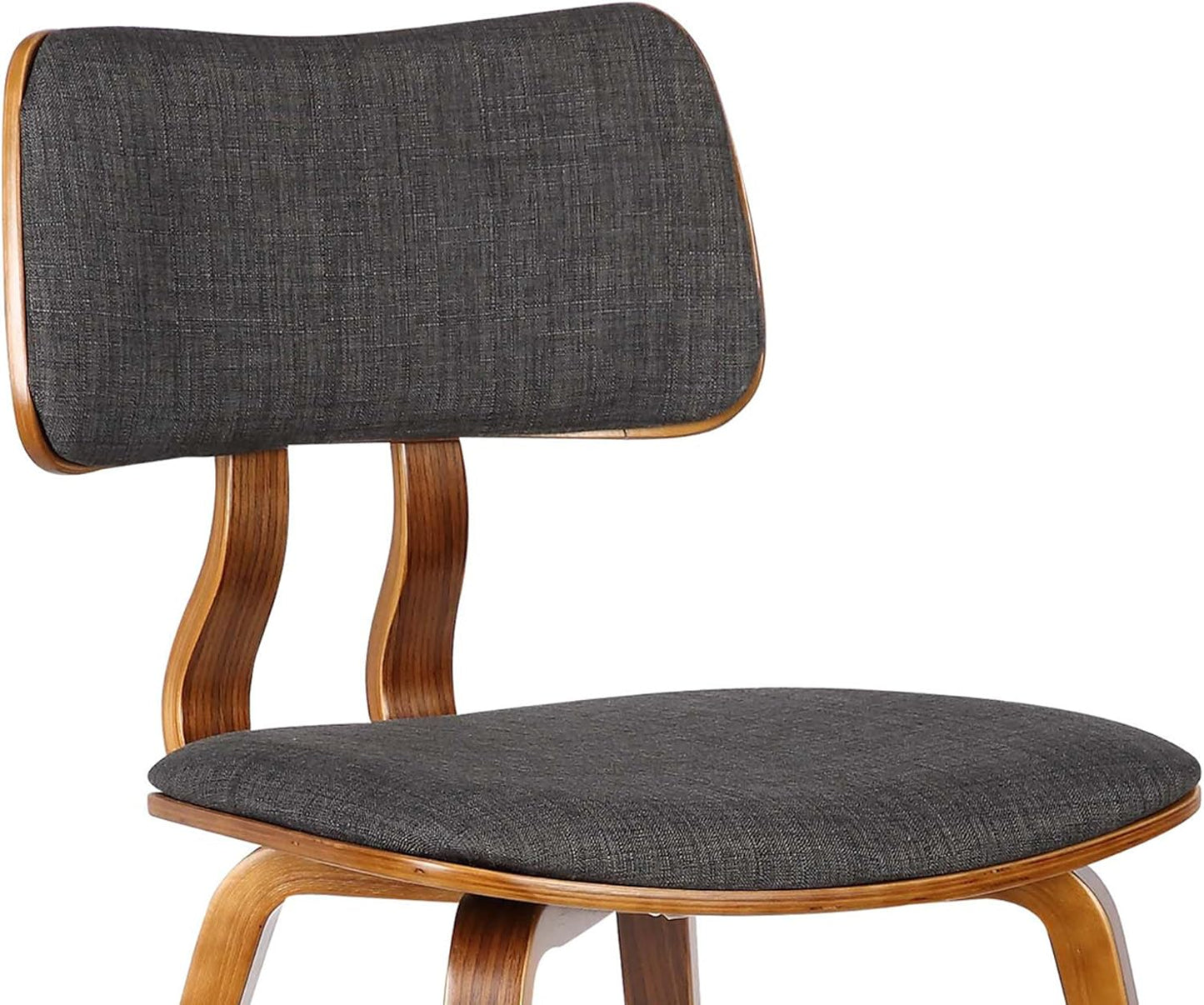 Armen Living Jaguar Mid-Century Dining Chair in Walnut Wood and Charcoal Fabric - Set of 6