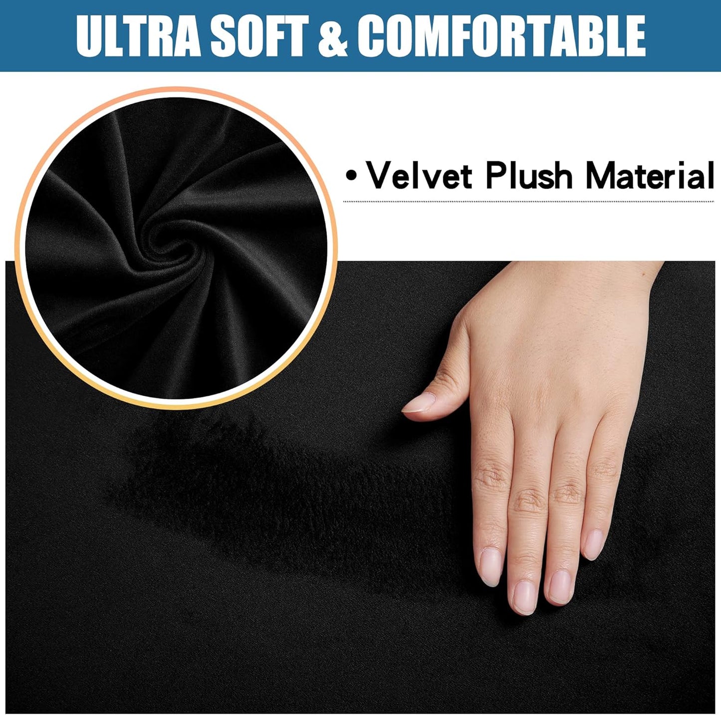 Smiry Velvet Seat Covers for Dining Room Chair Set of 6, Stretch Fit Removable Washable Chair Seat Cushion Protector Slipcovers with Ties, Black